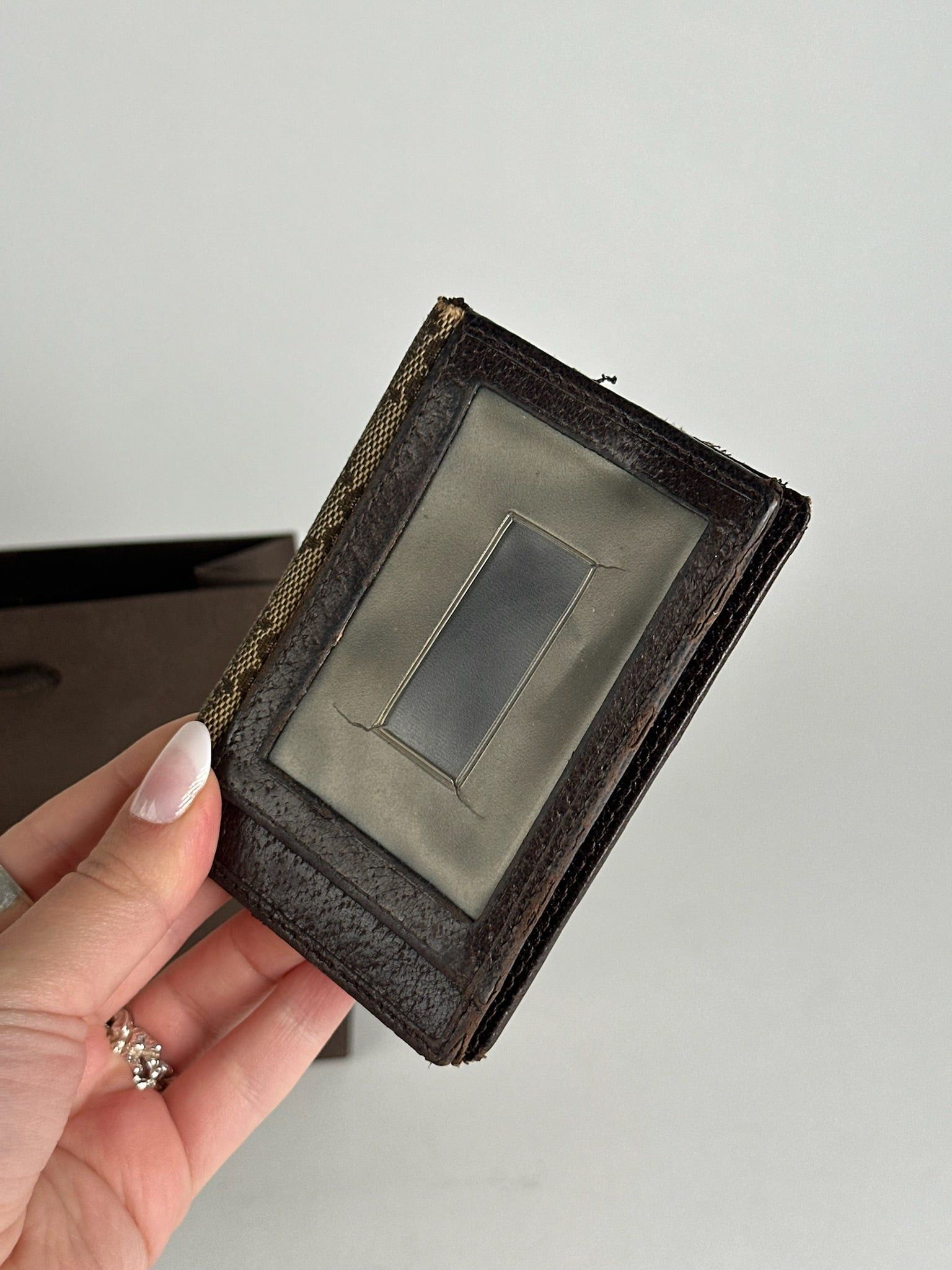 Vintage monogram card holder beige