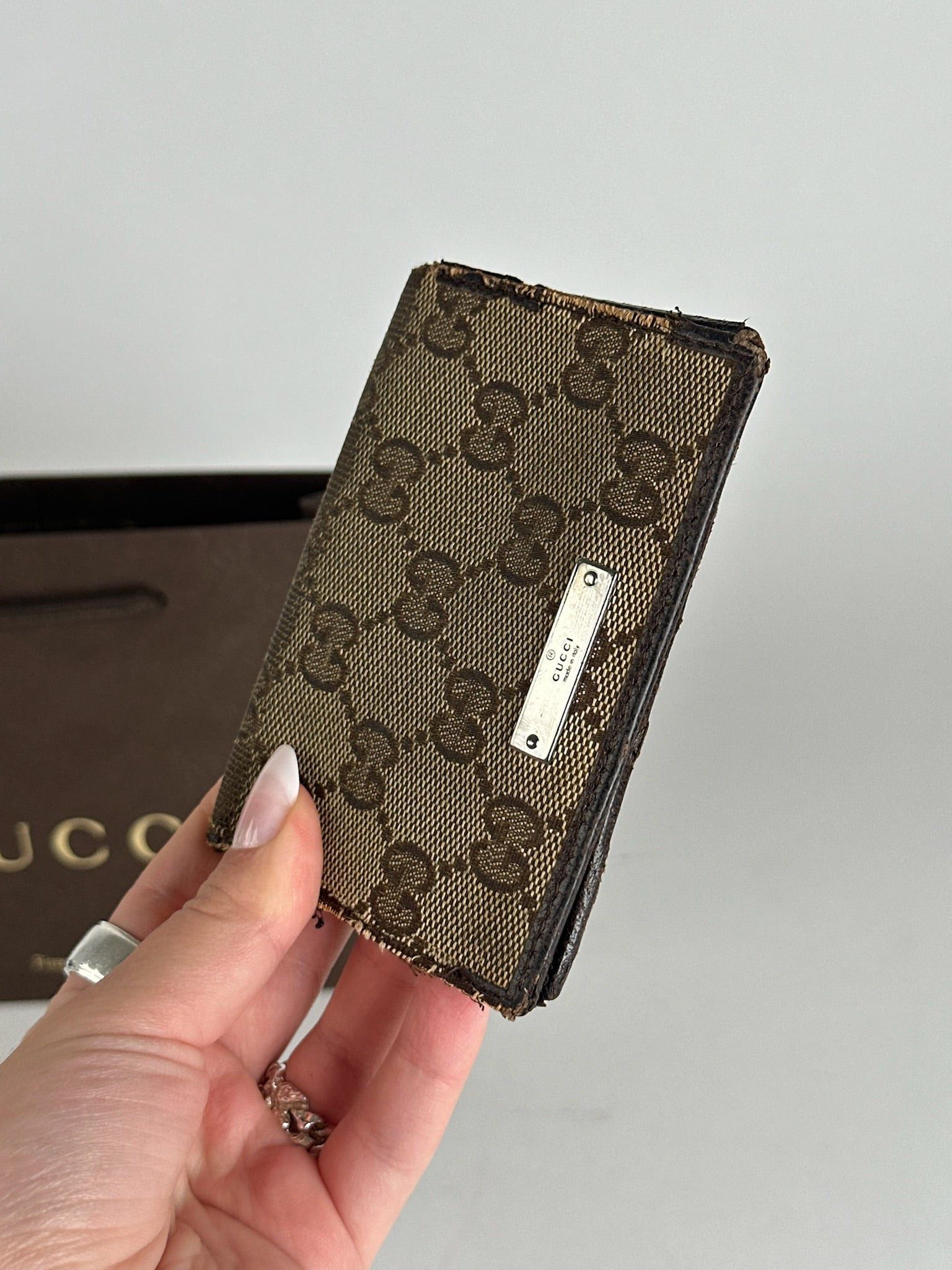 Vintage monogram card holder beige