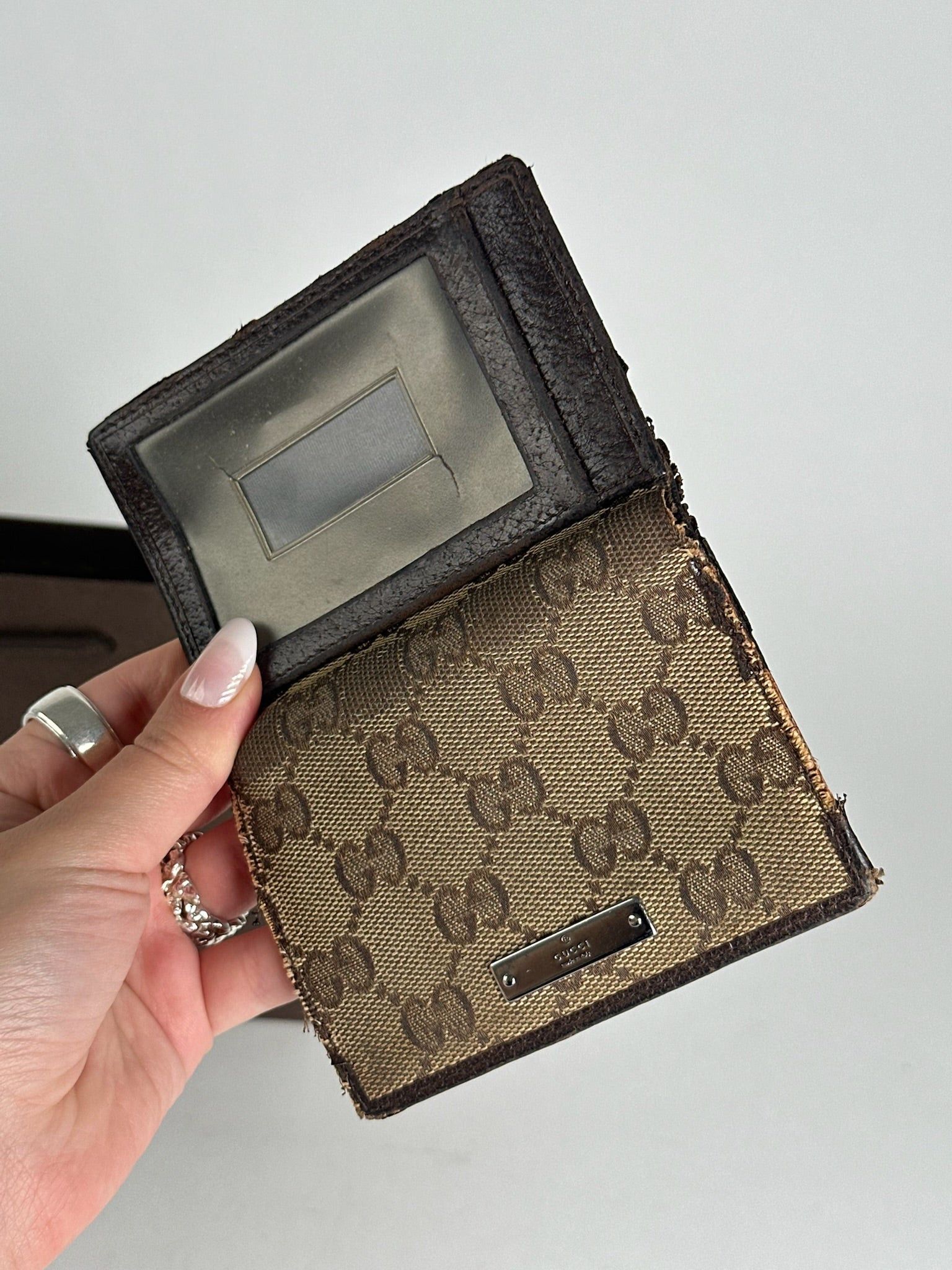 Vintage monogram card holder beige