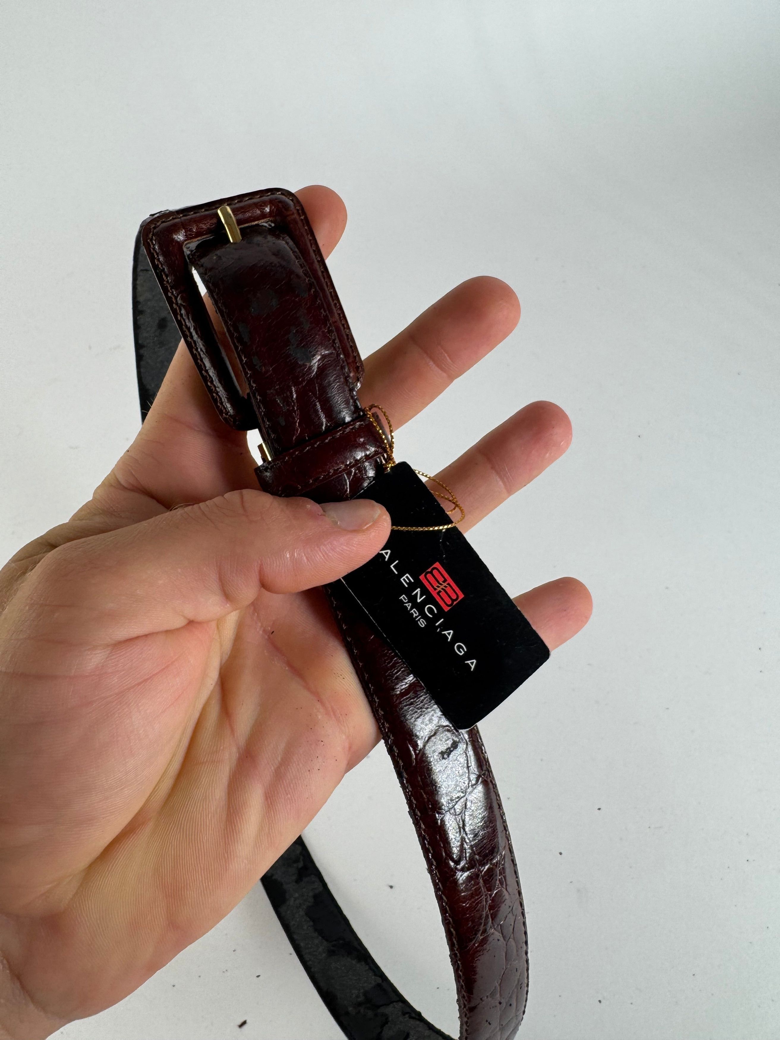 Balenciaga Vintage Purple patent leather belt crocodile emblossed Size ONE SIZE - 2 Thumbnail