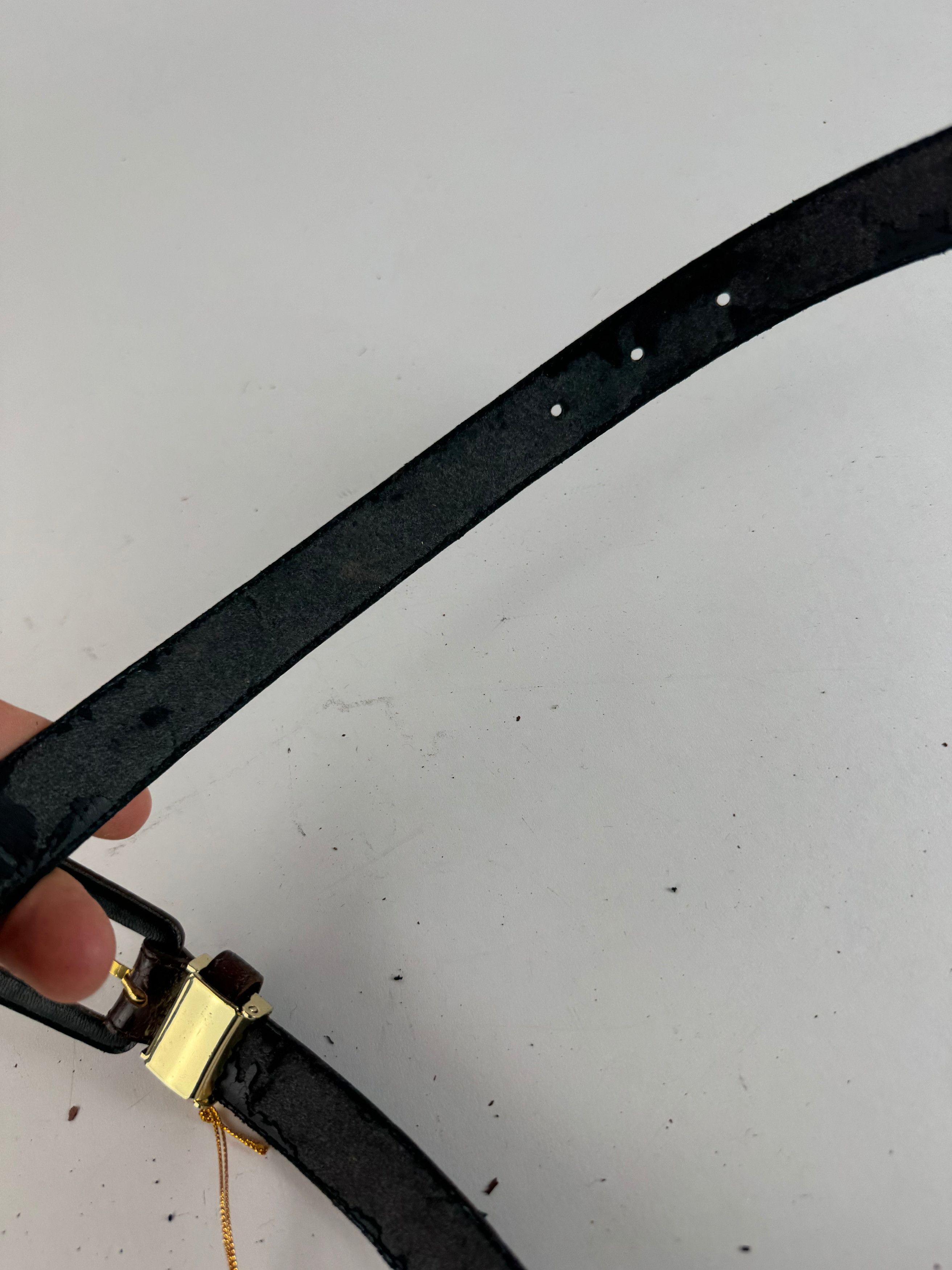 Balenciaga Vintage Purple patent leather belt crocodile emblossed Size ONE SIZE - 5 Thumbnail