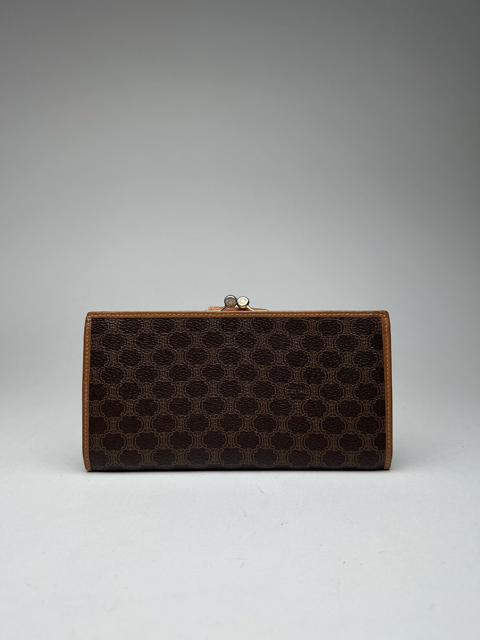 Celine Vintage Paris Monogram Leather wallet brown Size ONE SIZE - 2 Thumbnail