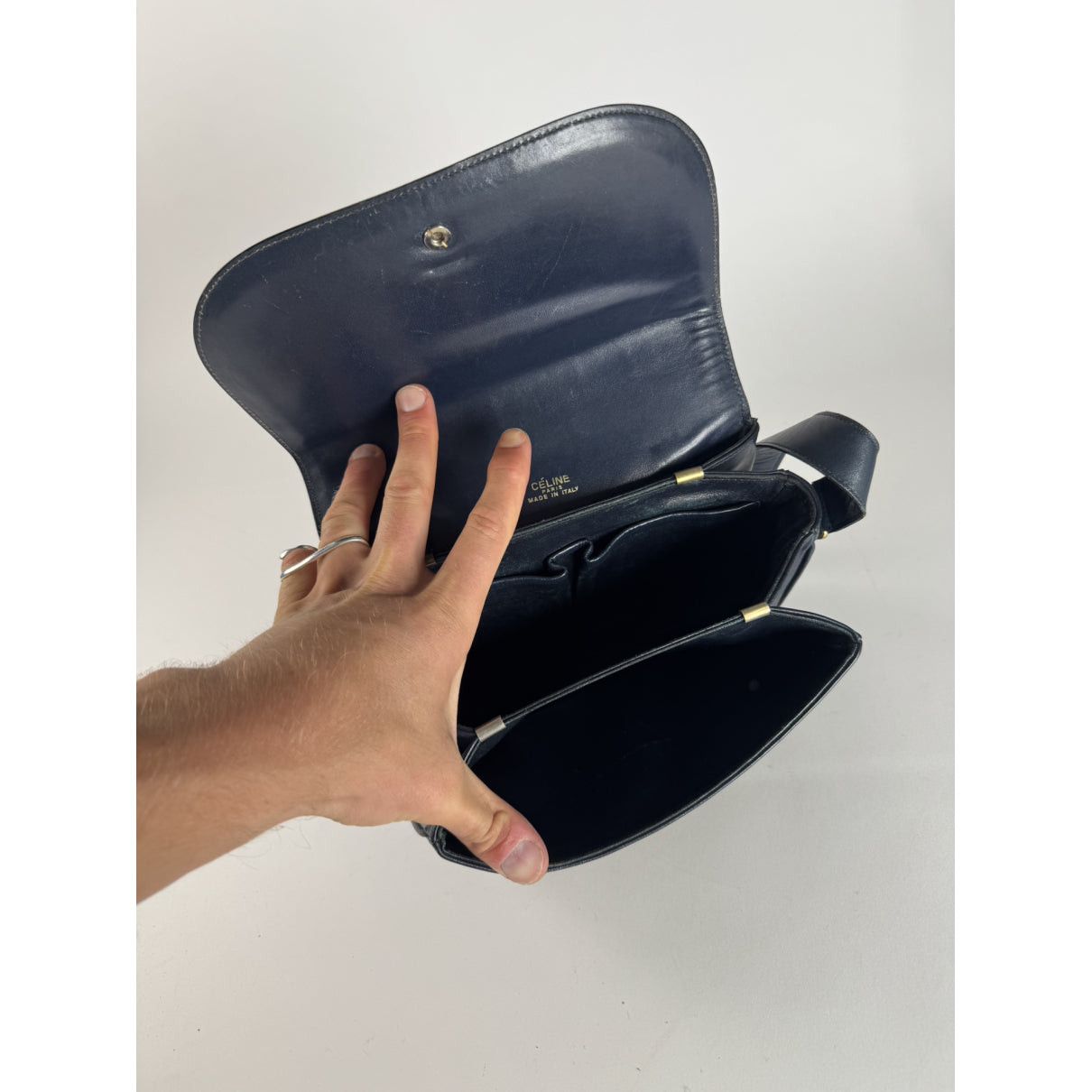 Celine Triomphe Navy Leather Handbag Size ONE SIZE - 5 Thumbnail