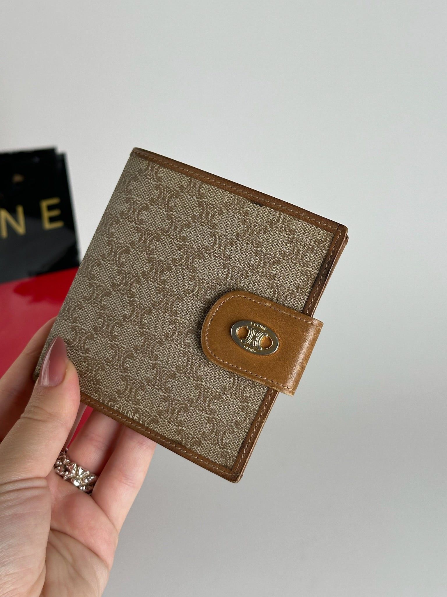 Celine Vintage Paris leather monogram wallet beige Size ONE SIZE - 7 Thumbnail
