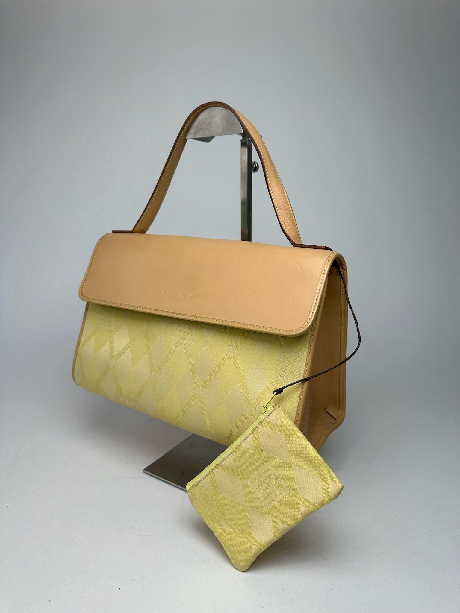 Givenchy Vintage Leather Canvas Monogramm Bag yellow brown Size ONE SIZE - 2 Thumbnail