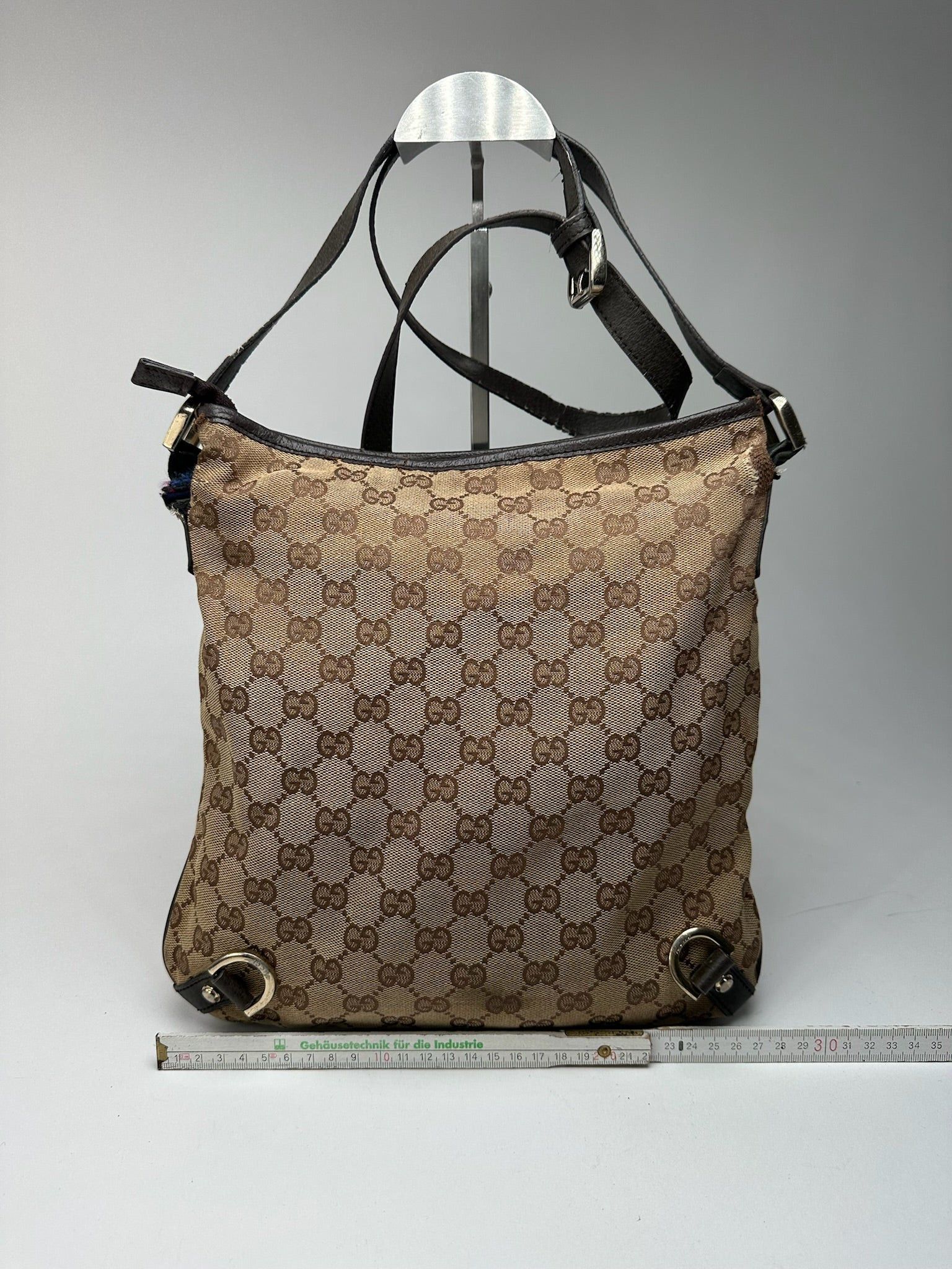 Gucci Vintage Canvas Monogram Crossbody Bag beige brown Size ONE SIZE - 14 Thumbnail