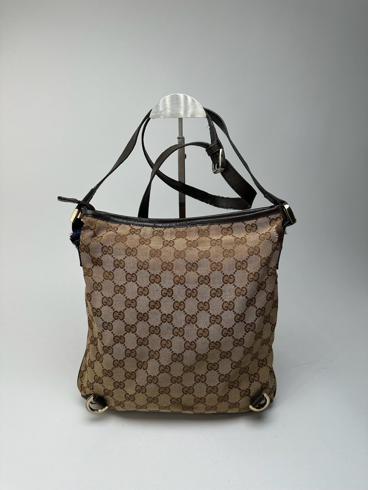 Gucci Vintage Canvas Monogram Crossbody Bag beige brown Size ONE SIZE - 2 Thumbnail