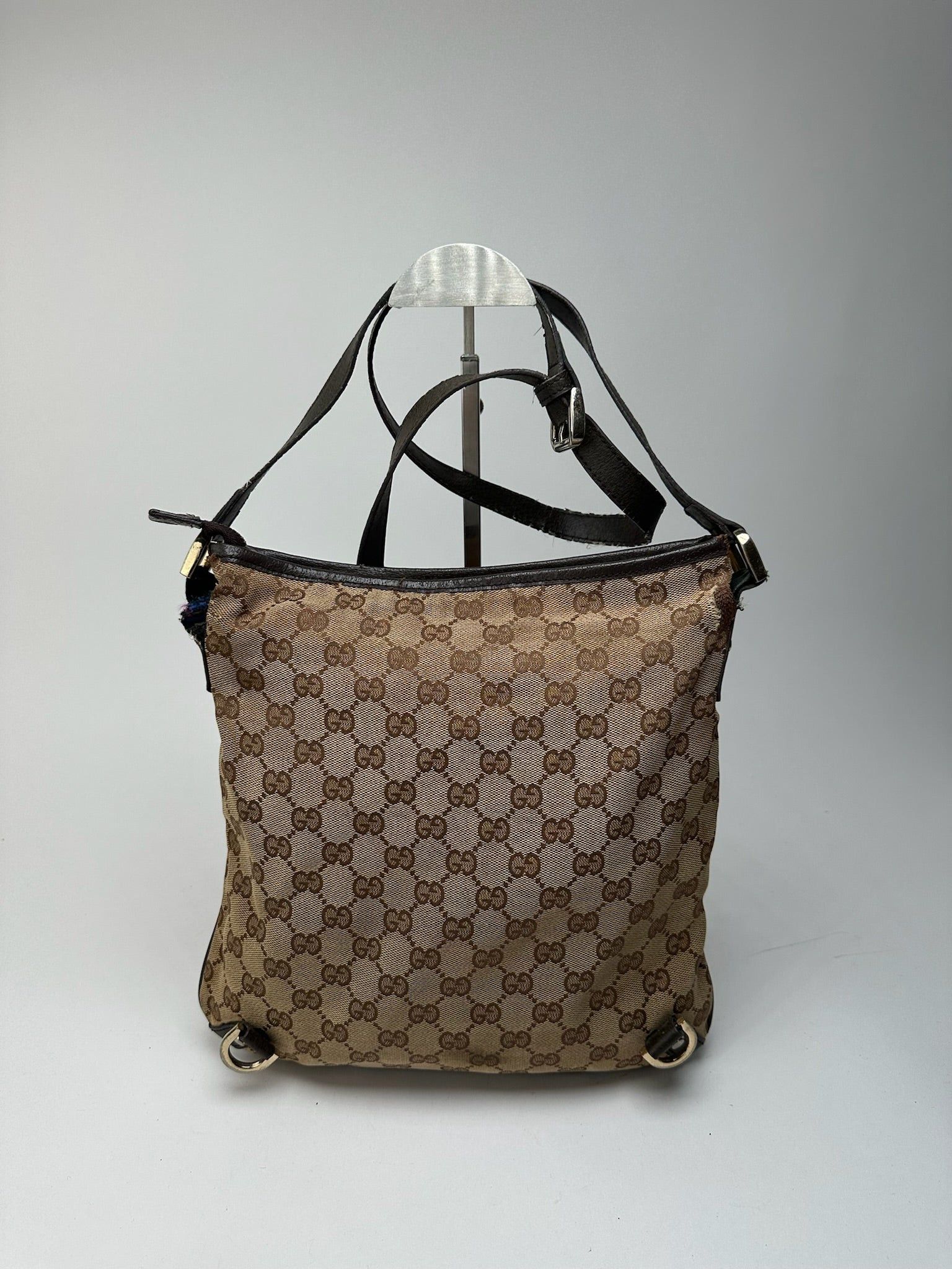 Gucci Vintage Canvas Monogram Crossbody Bag beige brown Size ONE SIZE - 11 Thumbnail