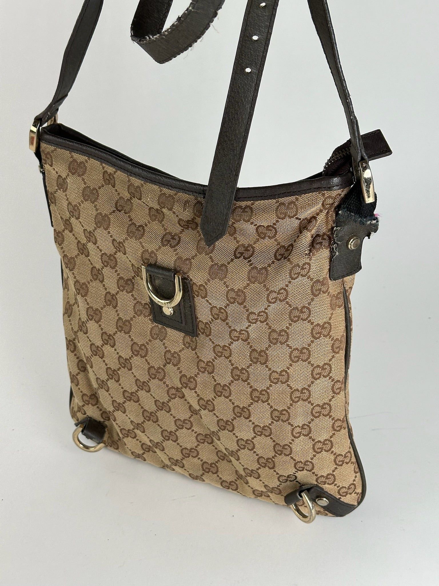 Gucci Vintage Canvas Monogram Crossbody Bag beige brown Size ONE SIZE - 15 Thumbnail
