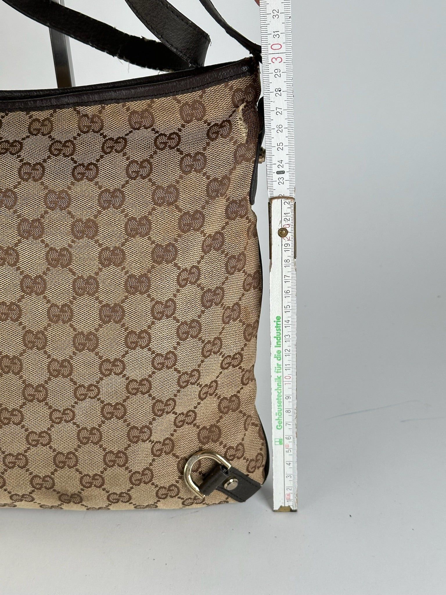 Gucci Vintage Canvas Monogram Crossbody Bag beige brown Size ONE SIZE - 13 Thumbnail