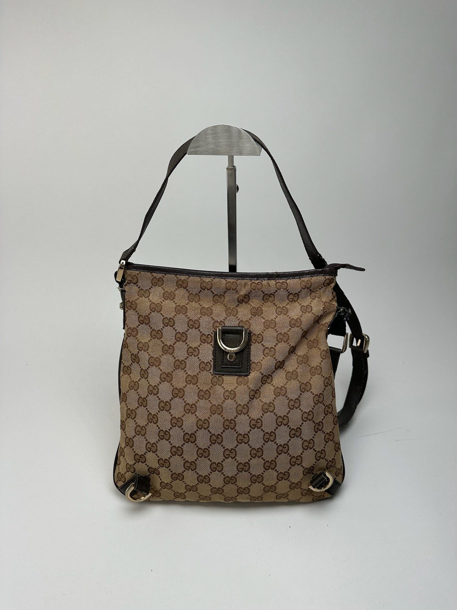 Gucci Vintage Canvas Monogram Crossbody Bag beige brown Size ONE SIZE - 10 Thumbnail