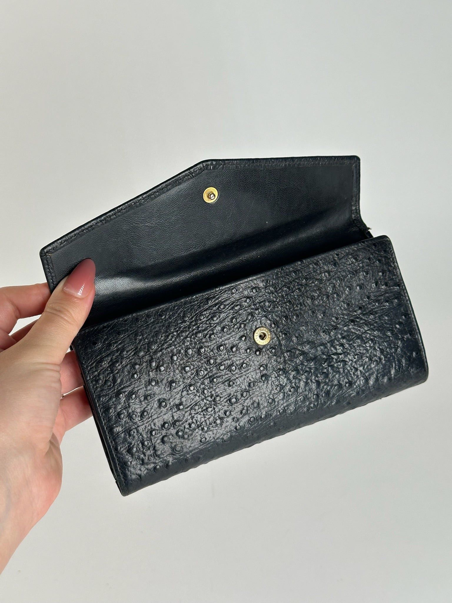 Givenchy Vintage Ostrich leather wallet black Size ONE SIZE - 12 Thumbnail