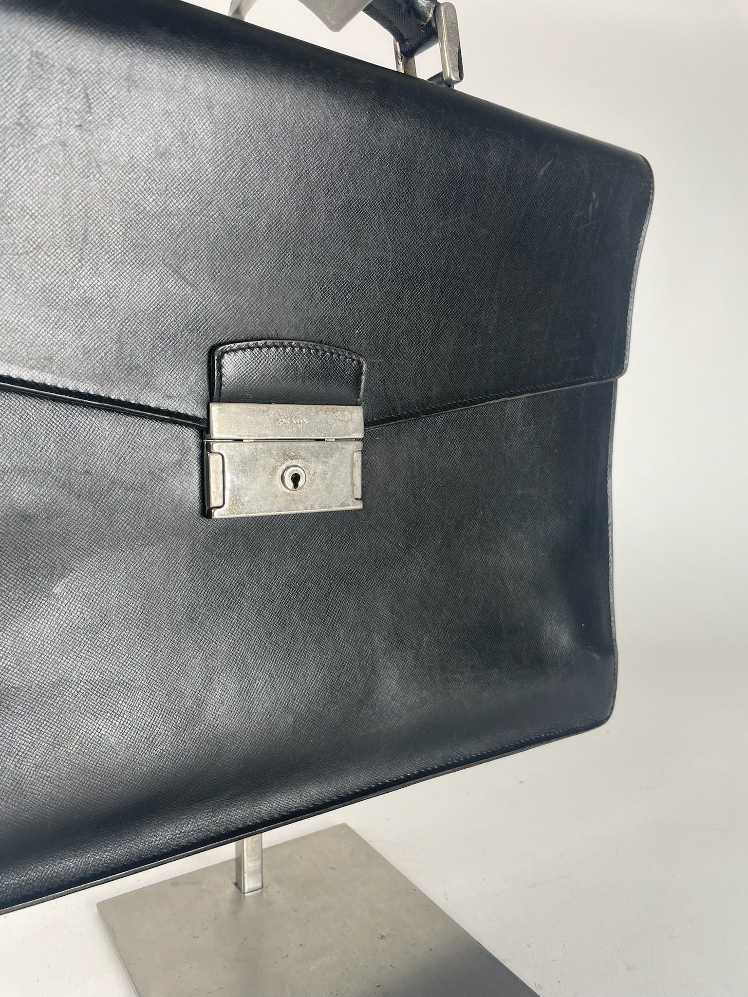 Prada Vintage Leather Briefcase Black Size ONE SIZE - 8 Thumbnail