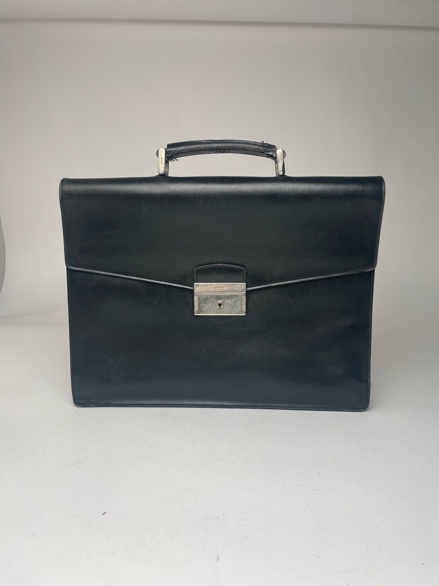 Prada Vintage Leather Briefcase Black Size ONE SIZE - 7 Thumbnail
