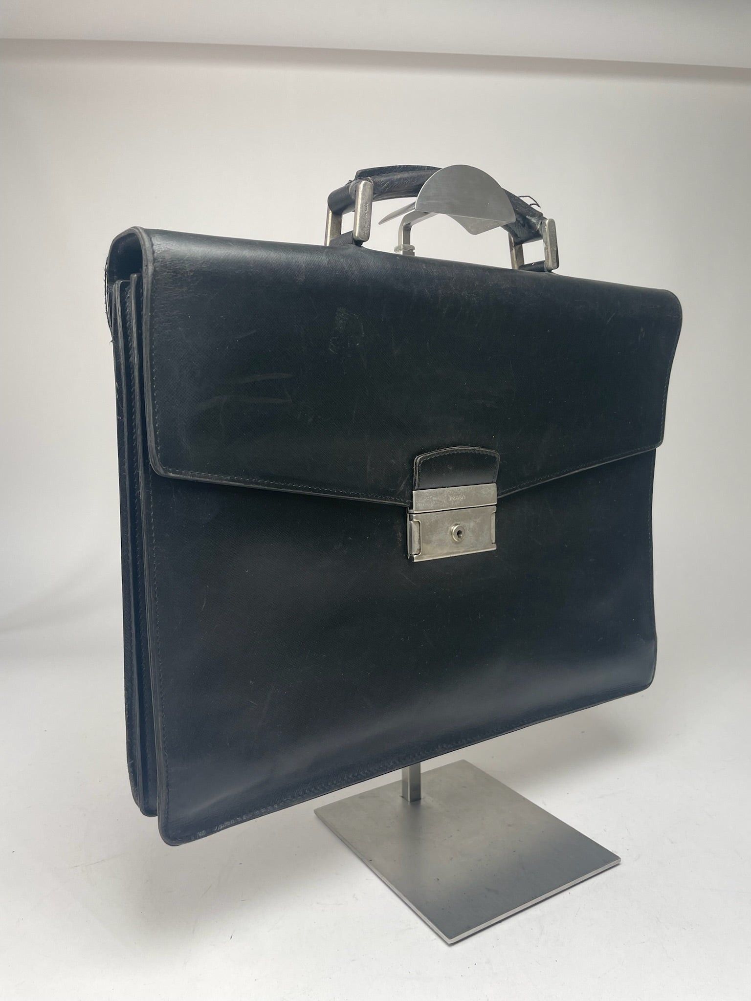 Prada Vintage Leather Briefcase Black Size ONE SIZE - 10 Thumbnail