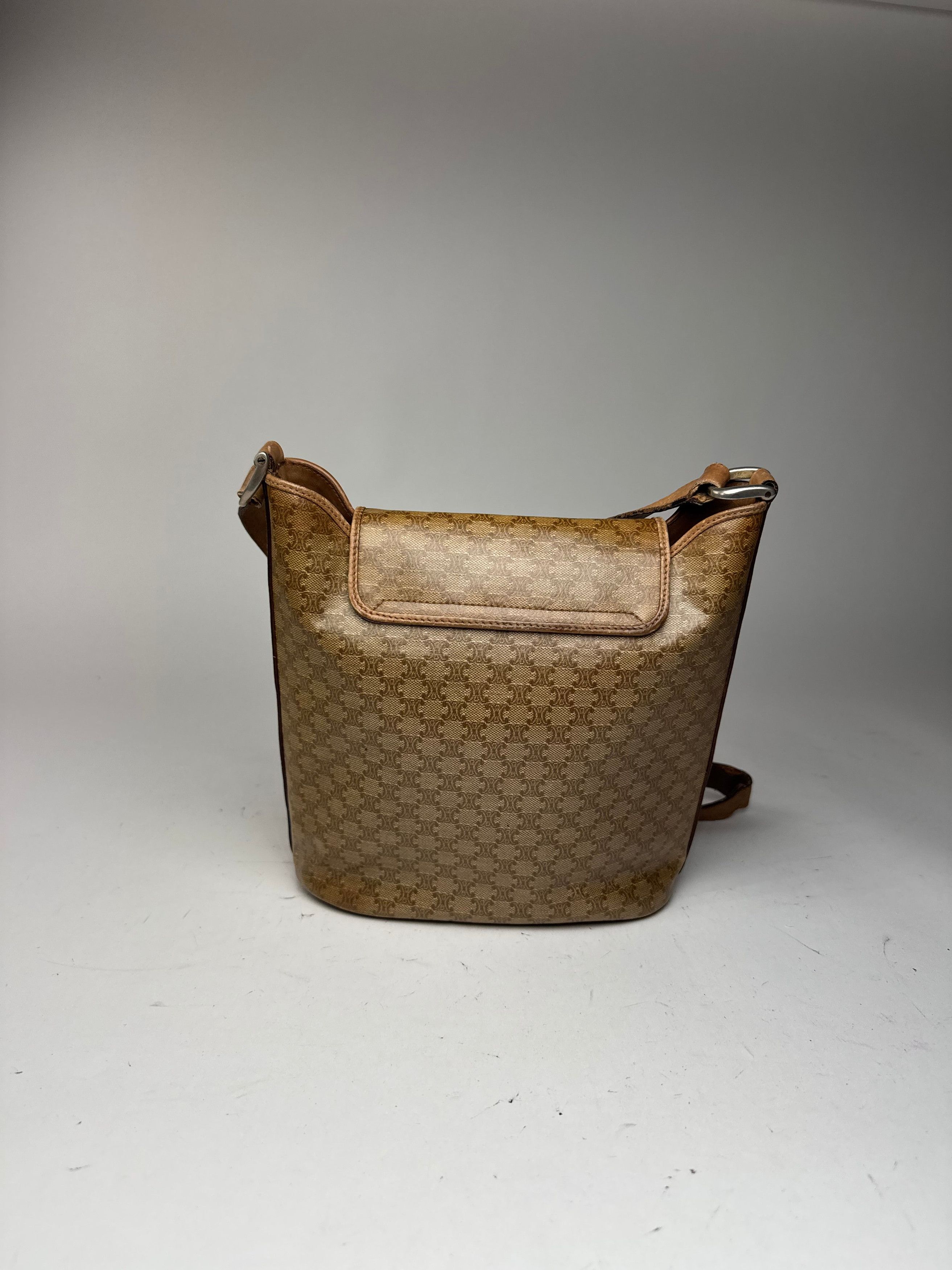 Celine Vintage Triomphe Monogramm Leather Bag Gold Brown Size ONE SIZE - 2 Thumbnail
