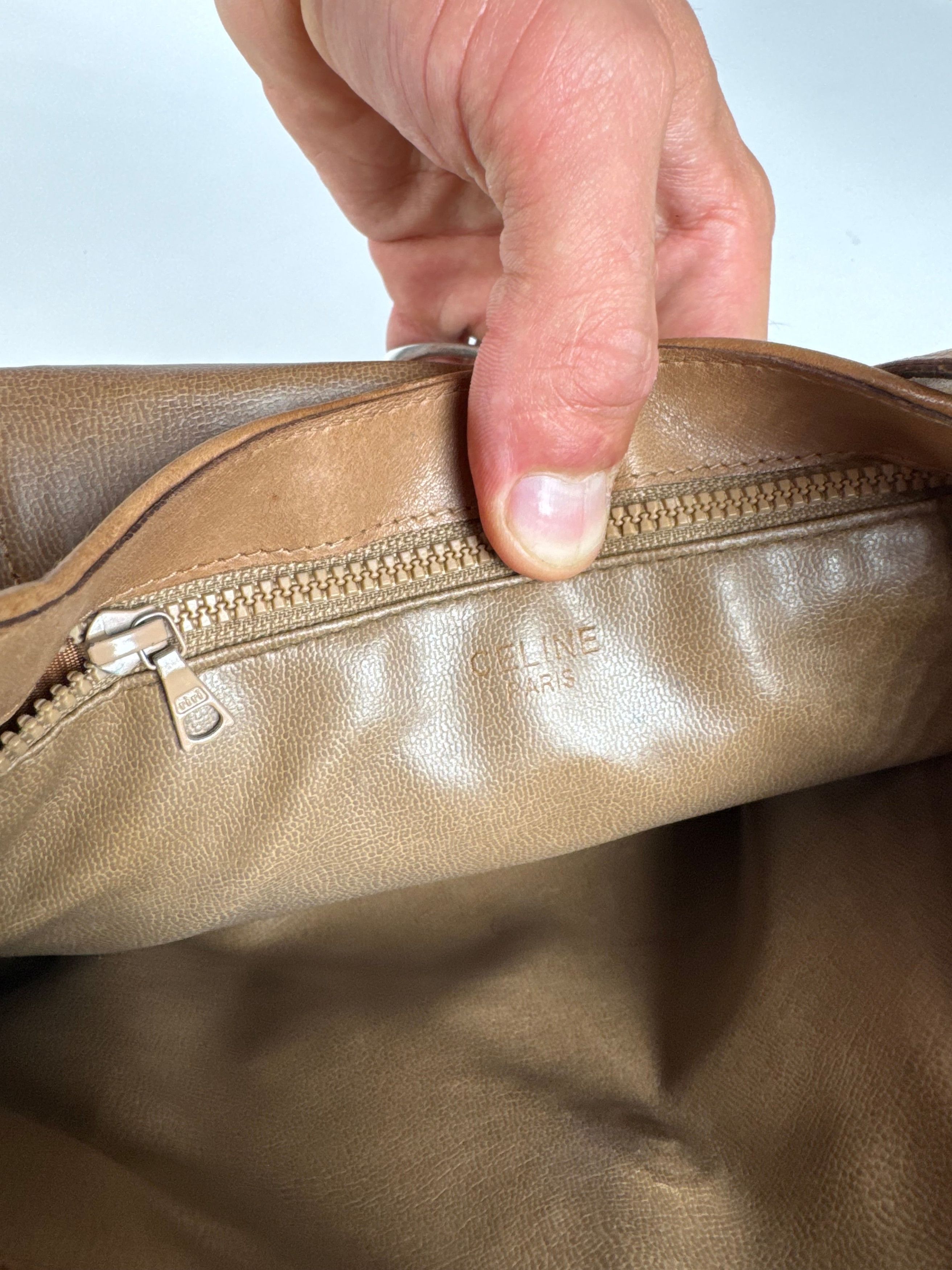 Celine Vintage Triomphe Monogramm Leather Bag Gold Brown Size ONE SIZE - 4 Thumbnail