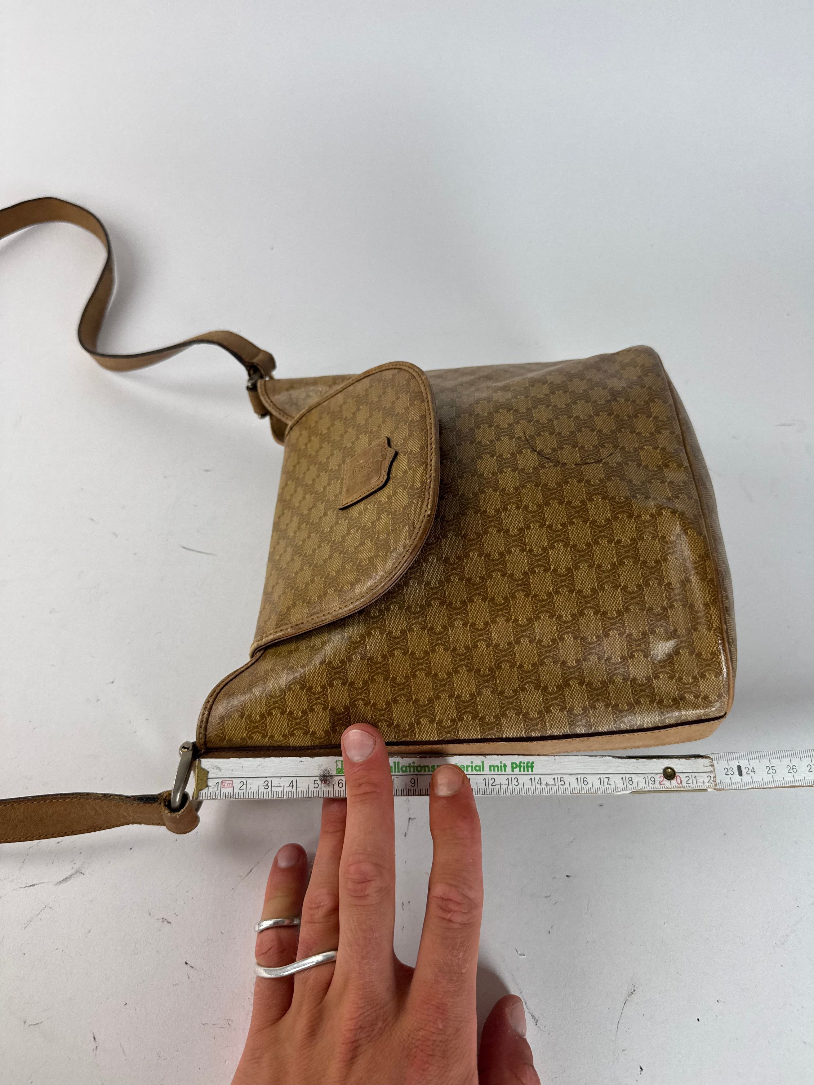 Celine Vintage Triomphe Monogramm Leather Bag Gold Brown Size ONE SIZE - 12 Thumbnail