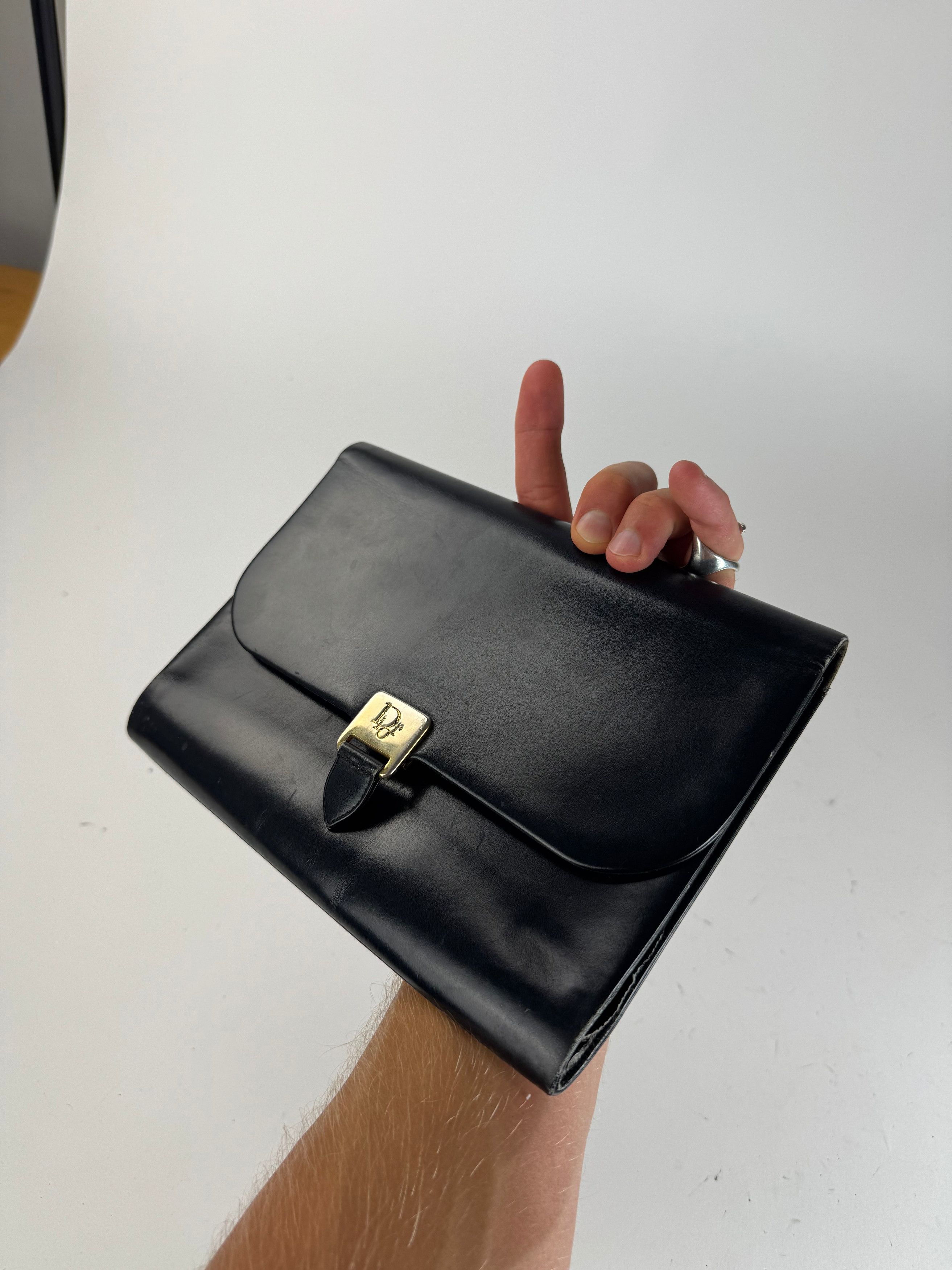 Dior Vintage Leather Clutch Black Size ONE SIZE - 4 Thumbnail