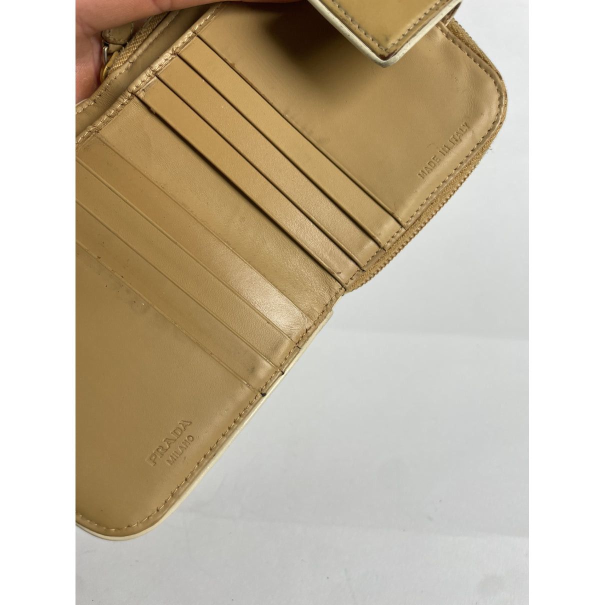 Prada Beige Leather Wallet Size ONE SIZE - 5 Thumbnail