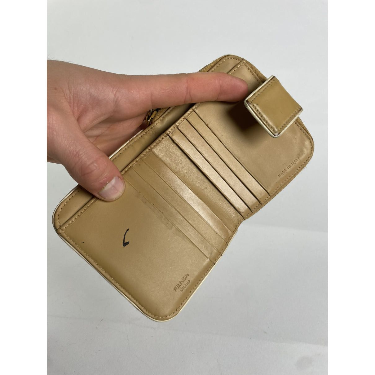 Prada Beige Leather Wallet Size ONE SIZE - 4 Thumbnail