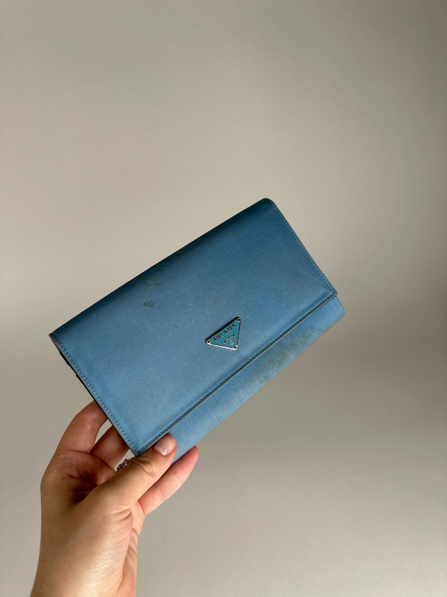 Prada Vintage Tessuto Canvas Leather Wallet Blue Size ONE SIZE - 5 Thumbnail