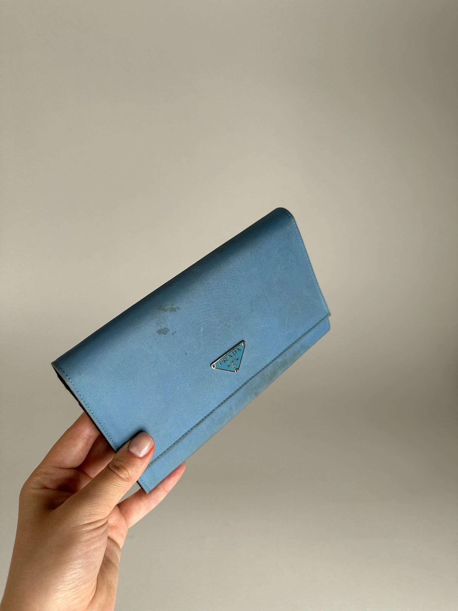 Prada Vintage Tessuto Canvas Leather Wallet Blue Size ONE SIZE - 11 Thumbnail