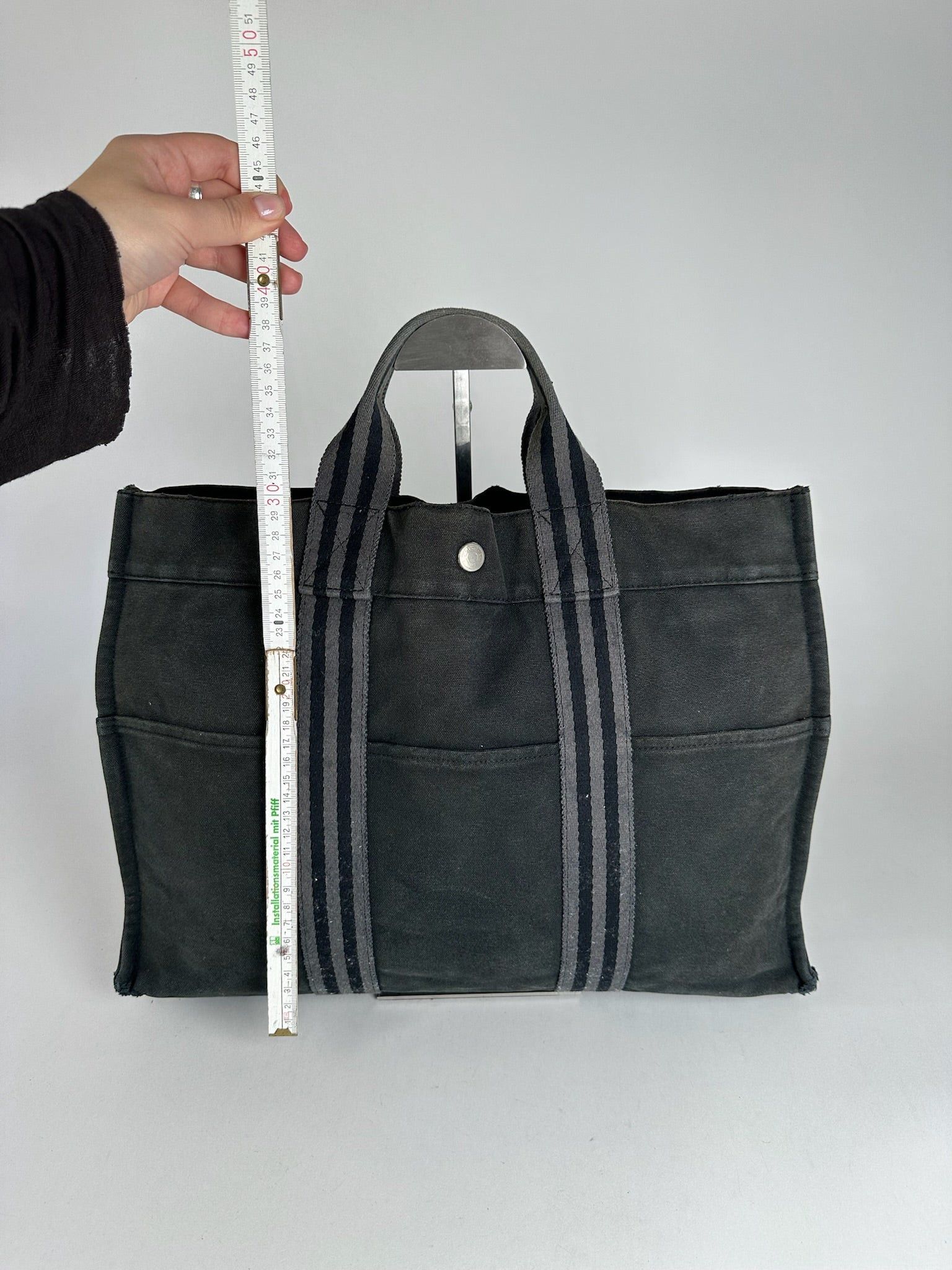 Other Vintage Hermes Canvas Shopper Bag black Size ONE SIZE - 4 Thumbnail