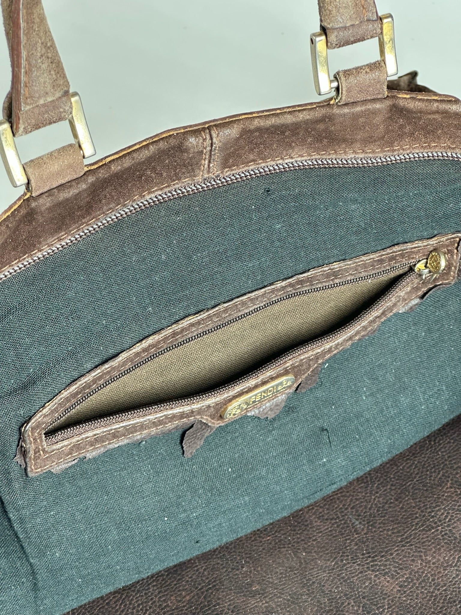 Fendi Vintage Suede Handbag Brown Size ONE SIZE - 5 Thumbnail