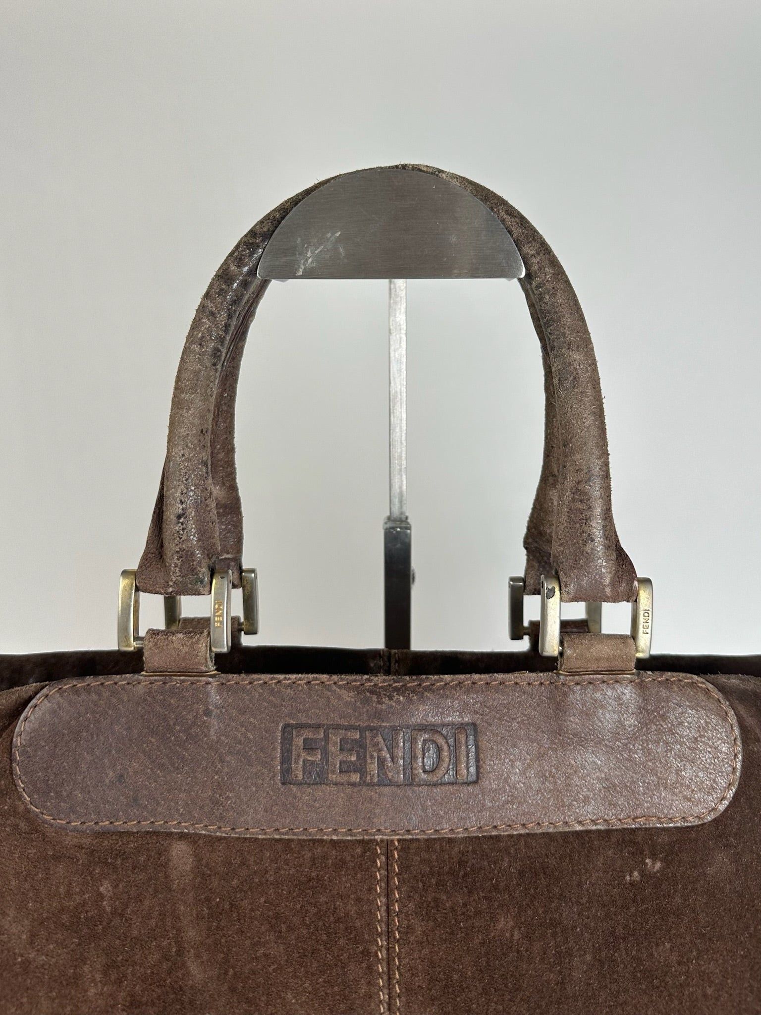 Fendi Vintage Suede Handbag Brown Size ONE SIZE - 2 Thumbnail