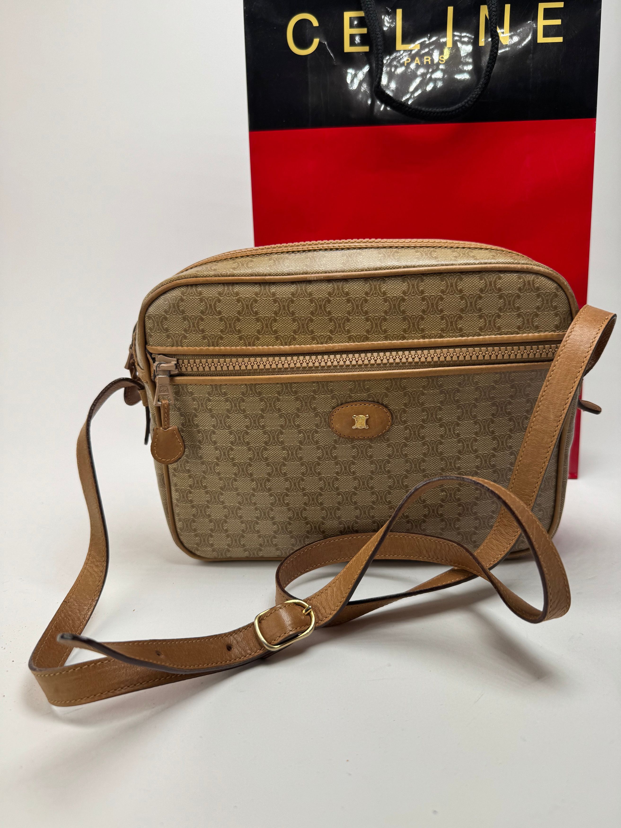 Celine Vintage Monogram Leather Triomphe Bag beige Size ONE SIZE - 6 Thumbnail