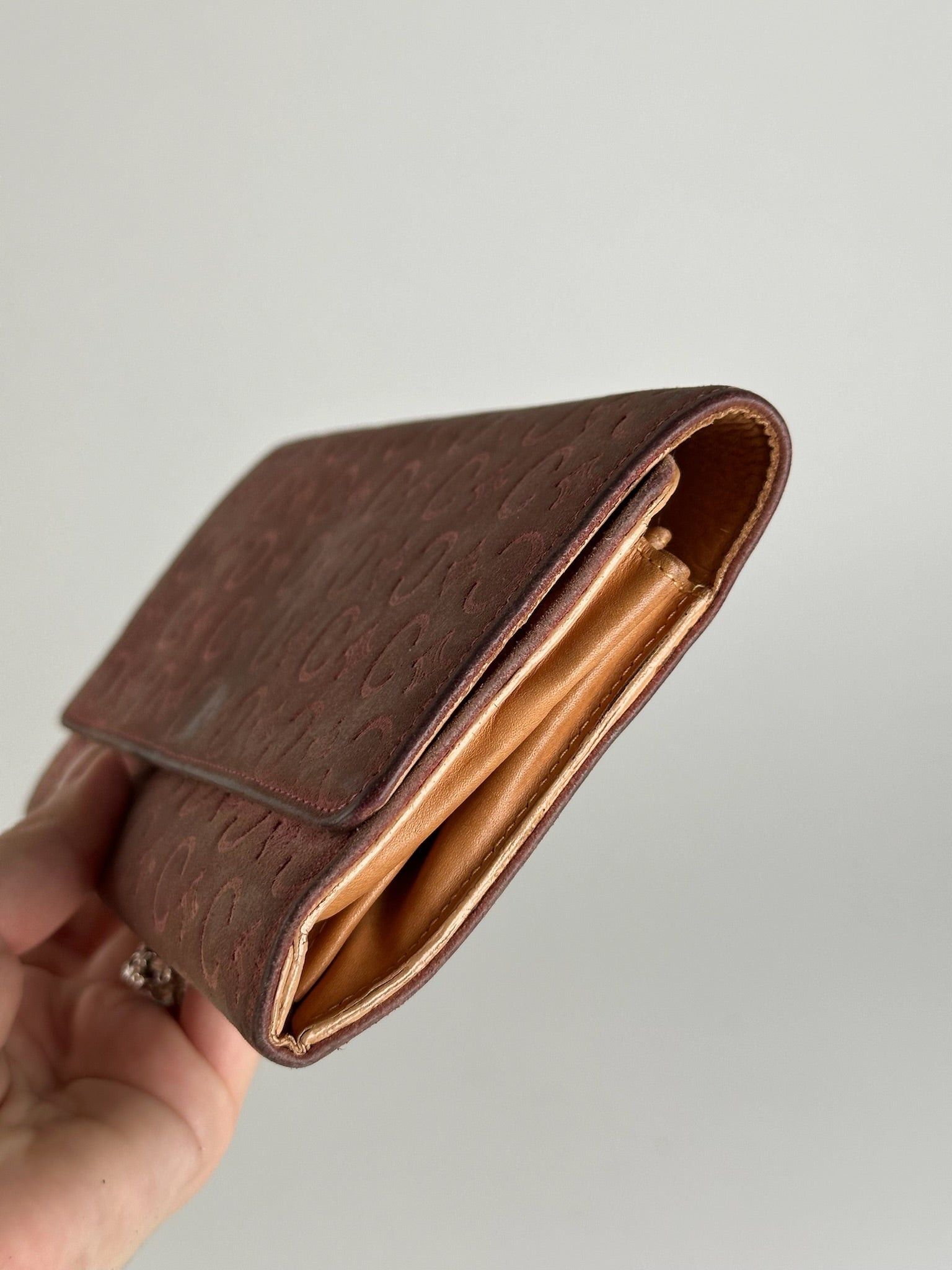 Celine Vintage suede macadam Monogram Wallet pink Brown Size ONE SIZE - 7 Thumbnail