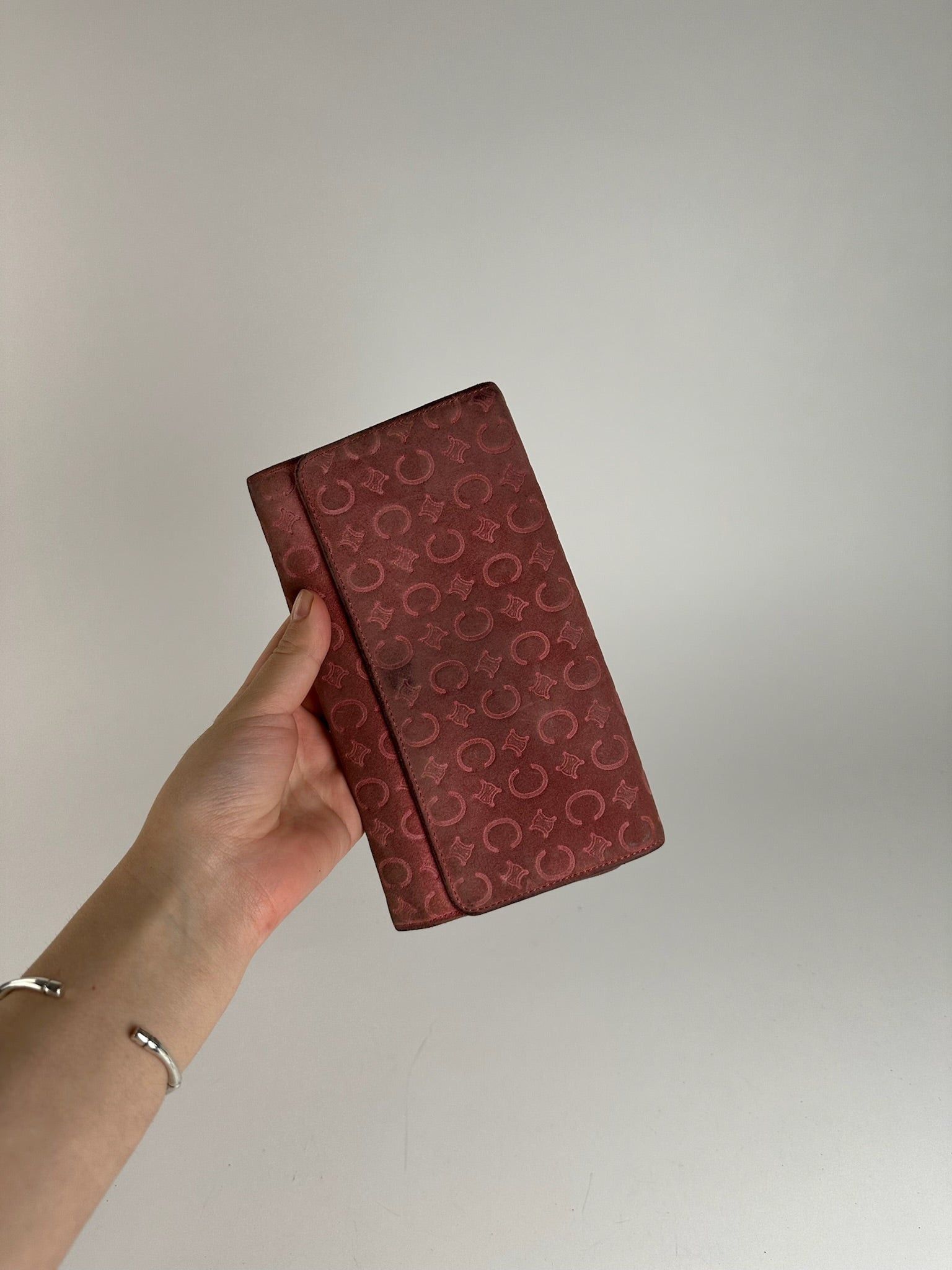 Celine Vintage suede macadam Monogram Wallet pink Brown Size ONE SIZE - 9 Thumbnail