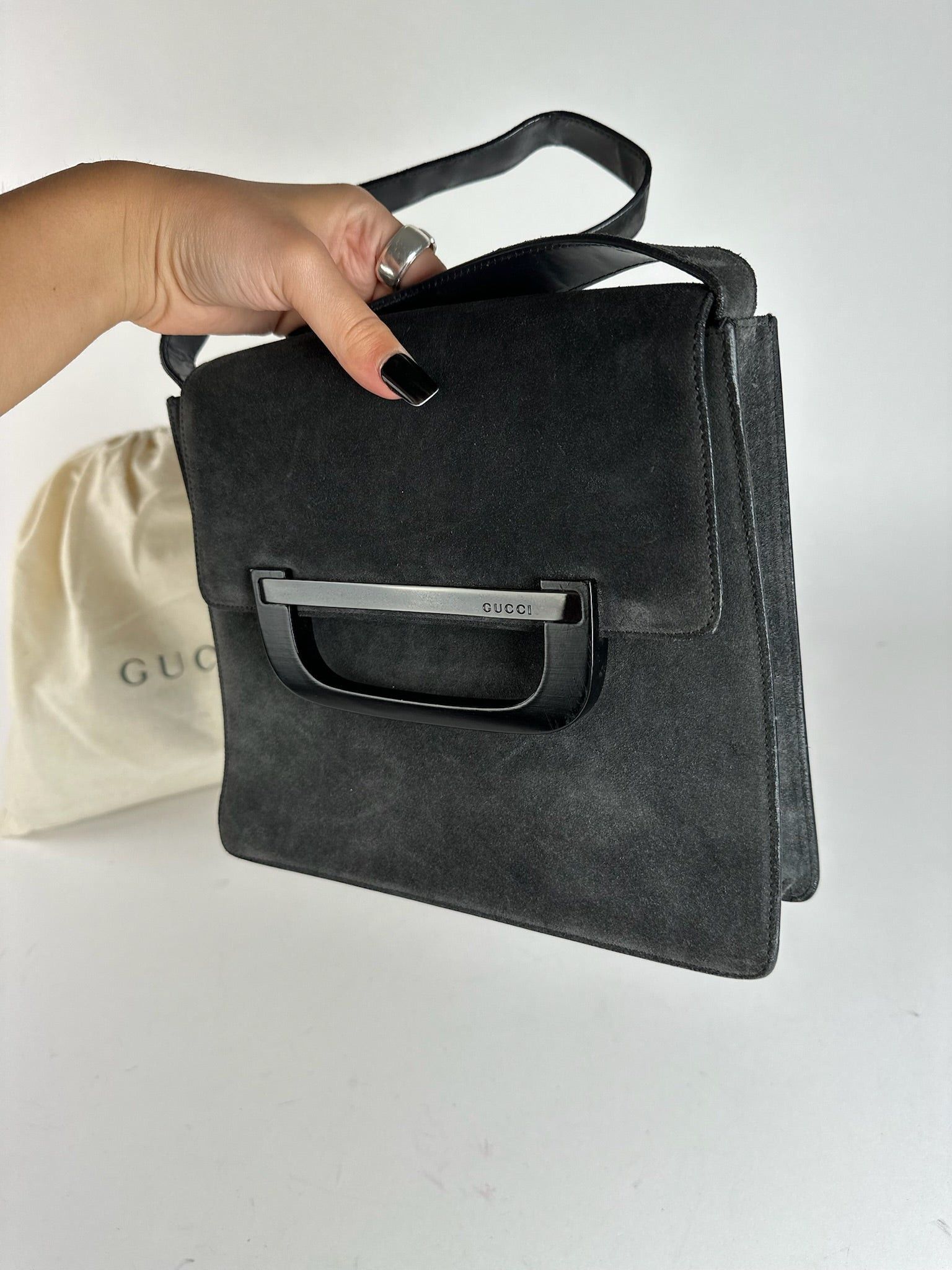 Gucci Vintage Suede leather bag grey Size ONE SIZE - 7 Thumbnail
