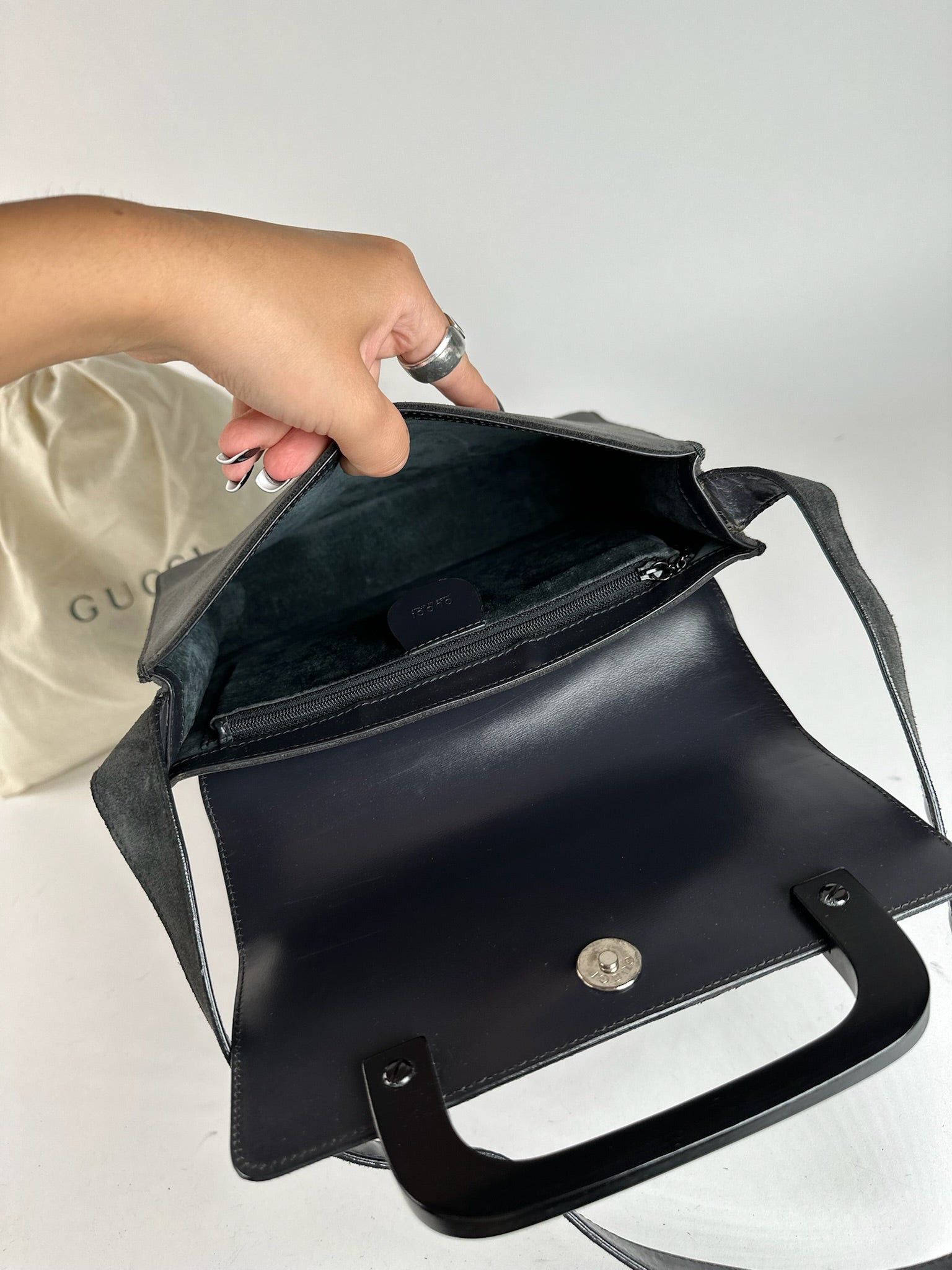Gucci Vintage Suede leather bag grey Size ONE SIZE - 6 Thumbnail
