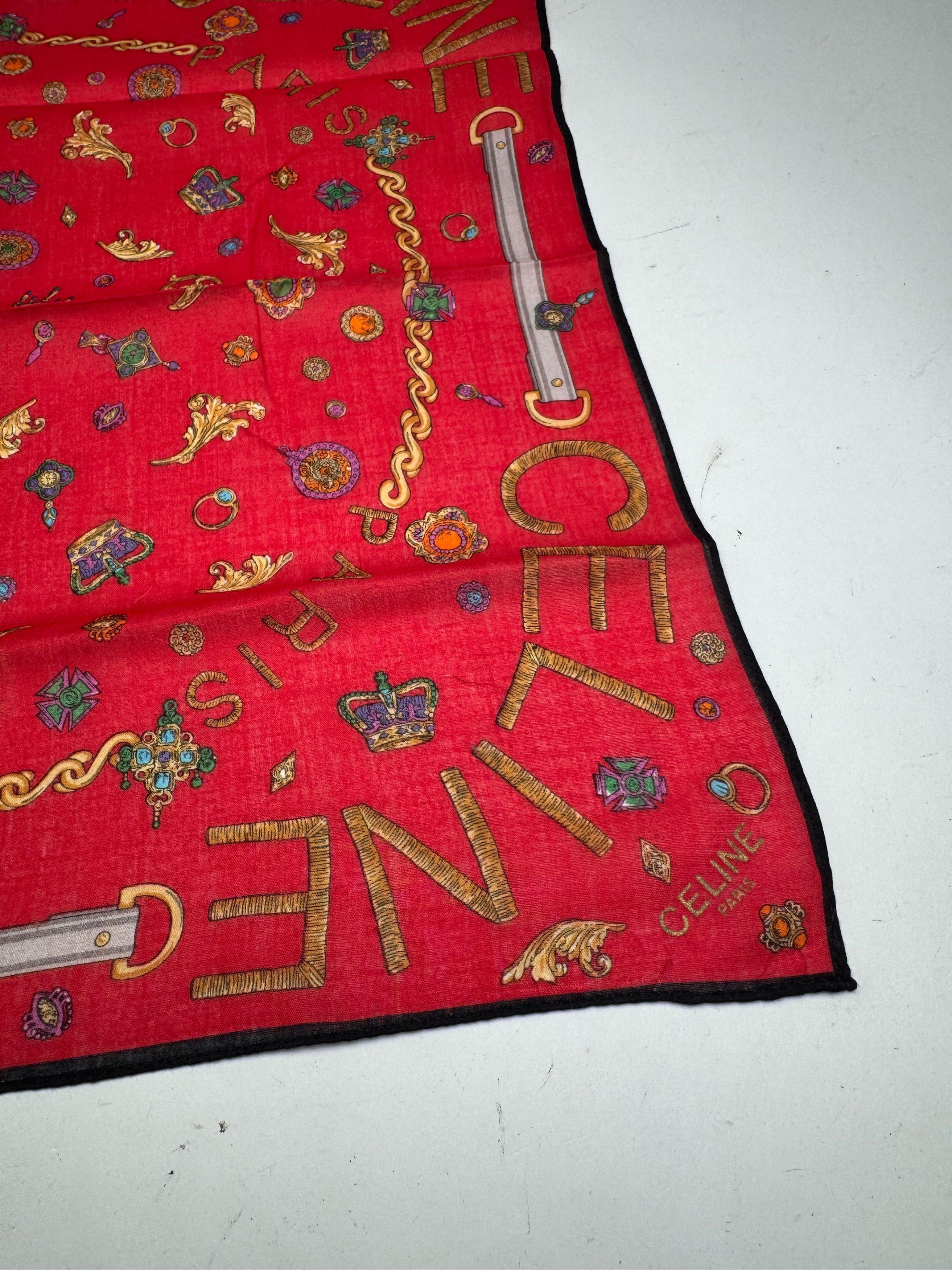 Celine Vintage Crline Scarf red Size ONE SIZE - 2 Thumbnail
