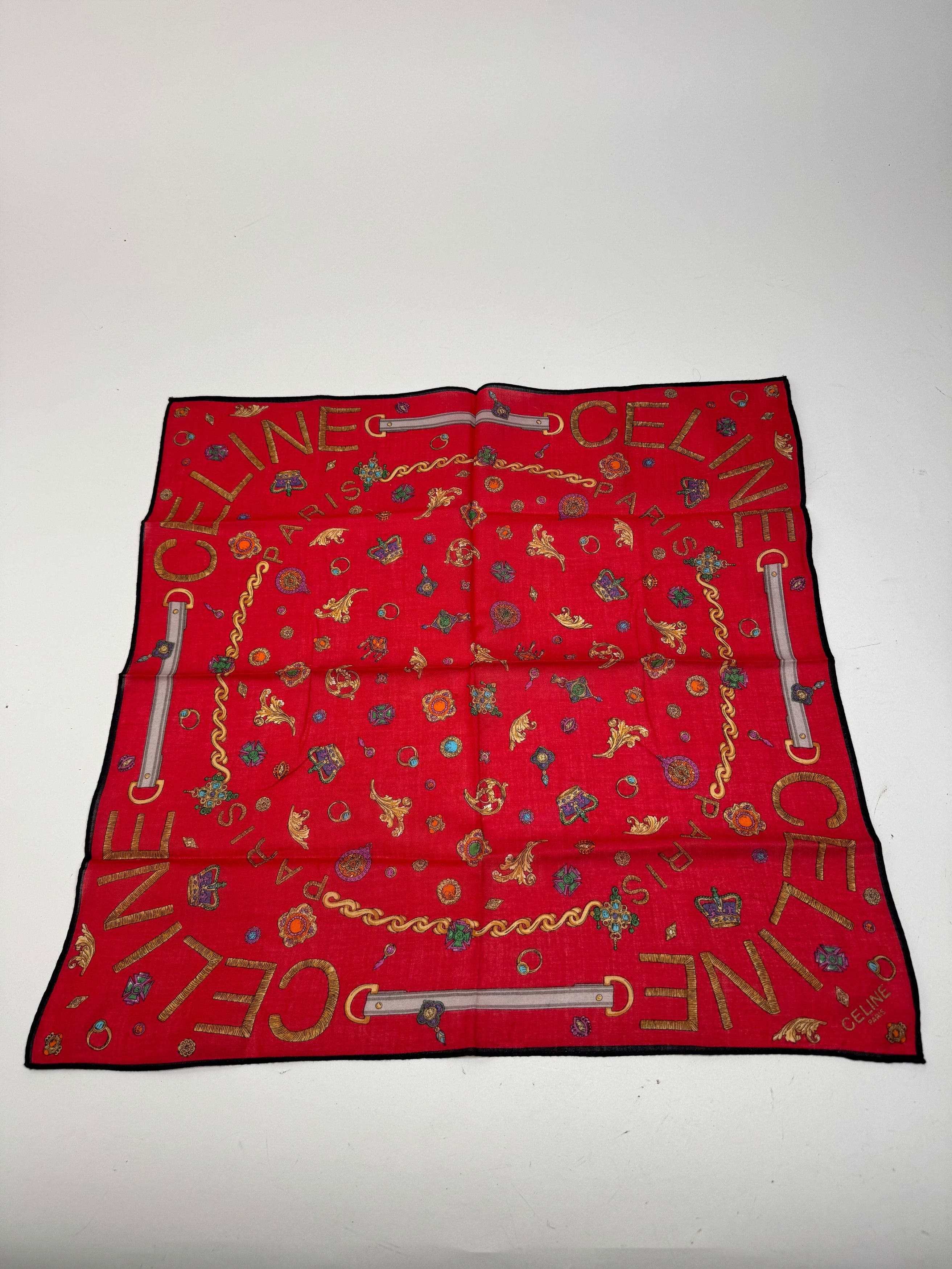 Celine Vintage Crline Scarf red Size ONE SIZE - 5 Thumbnail