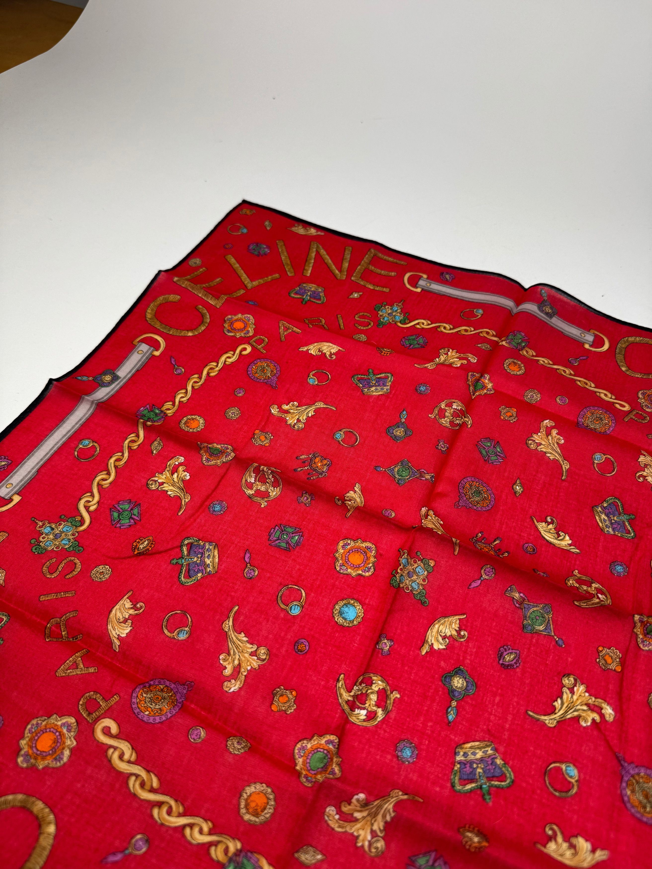 Celine Vintage Crline Scarf red Size ONE SIZE - 4 Thumbnail