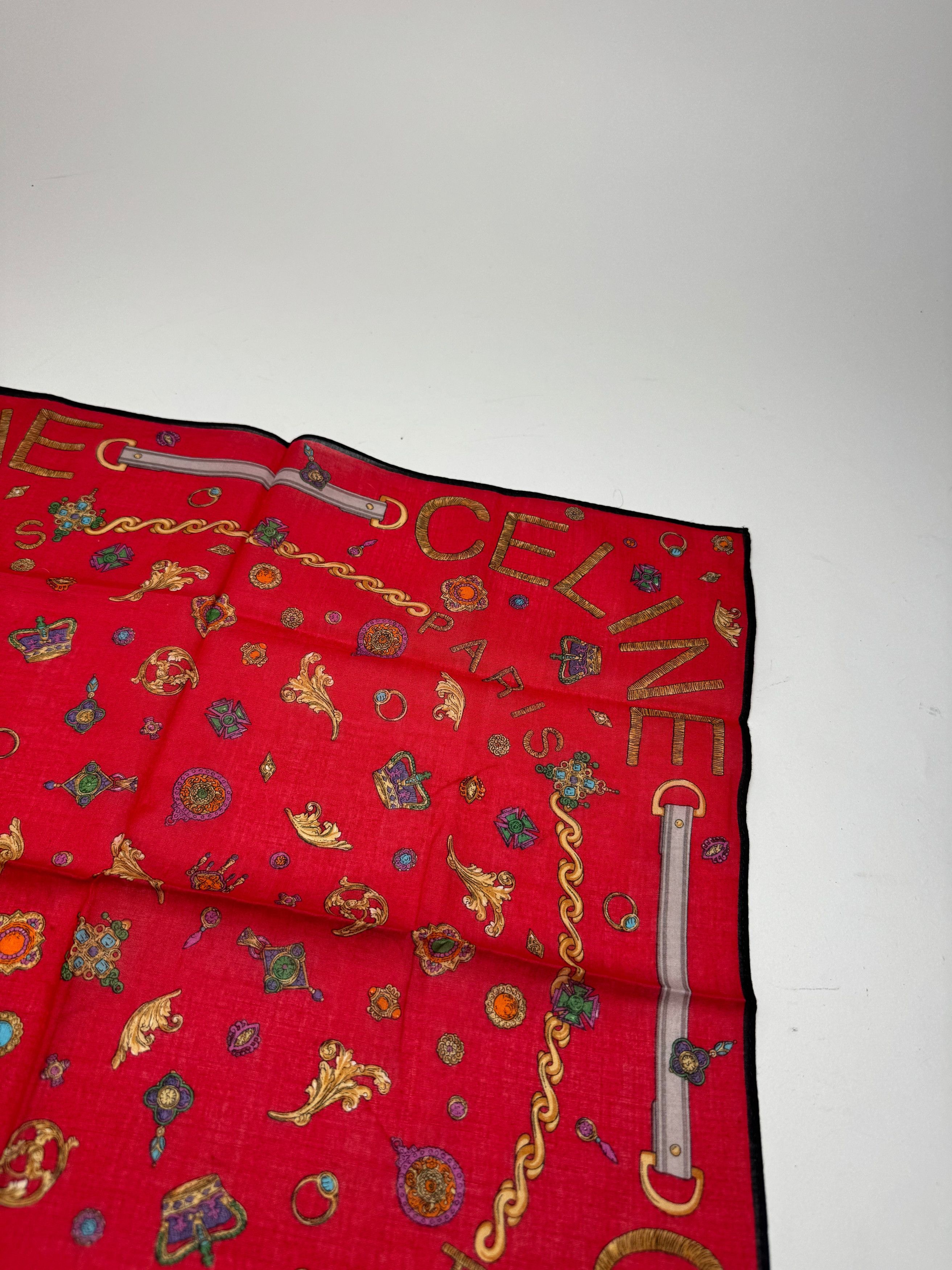 Celine Vintage Crline Scarf red Size ONE SIZE - 6 Thumbnail