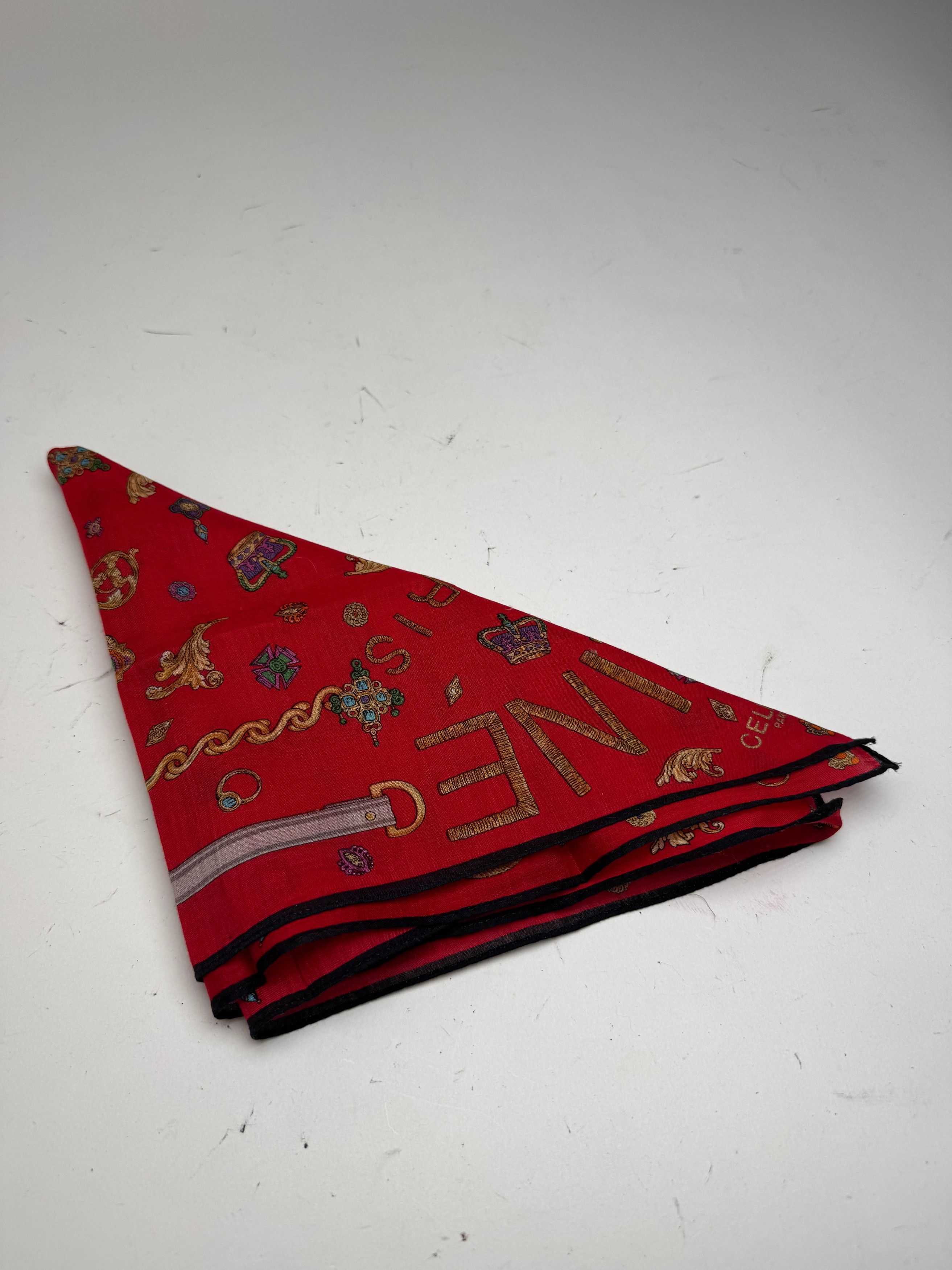 Celine Vintage Crline Scarf red Size ONE SIZE - 8 Thumbnail