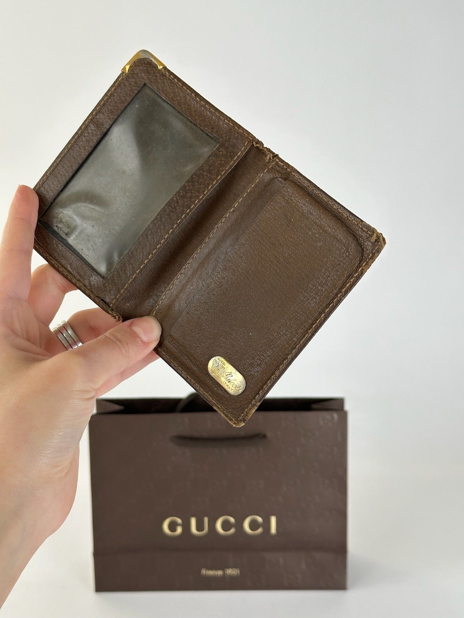 Gucci Vintage Leather Card Holder Brown Size ONE SIZE - 2 Thumbnail