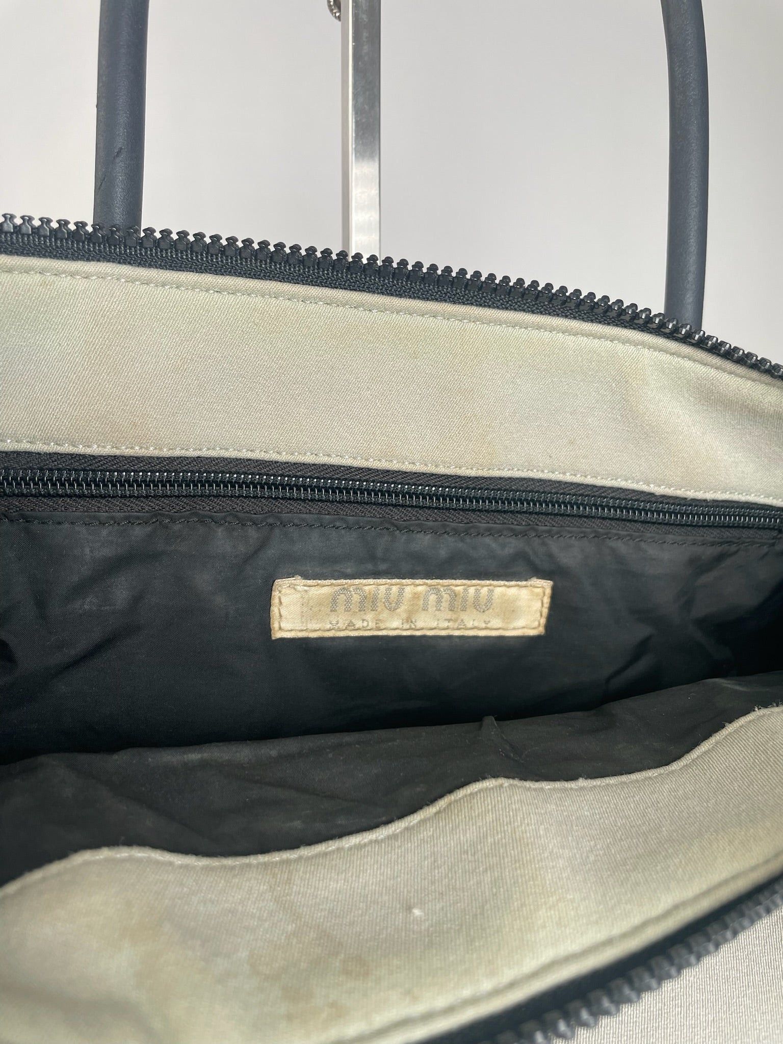 Miu Miu Vintage Canvas Bag Cream Black Size ONE SIZE - 7 Thumbnail