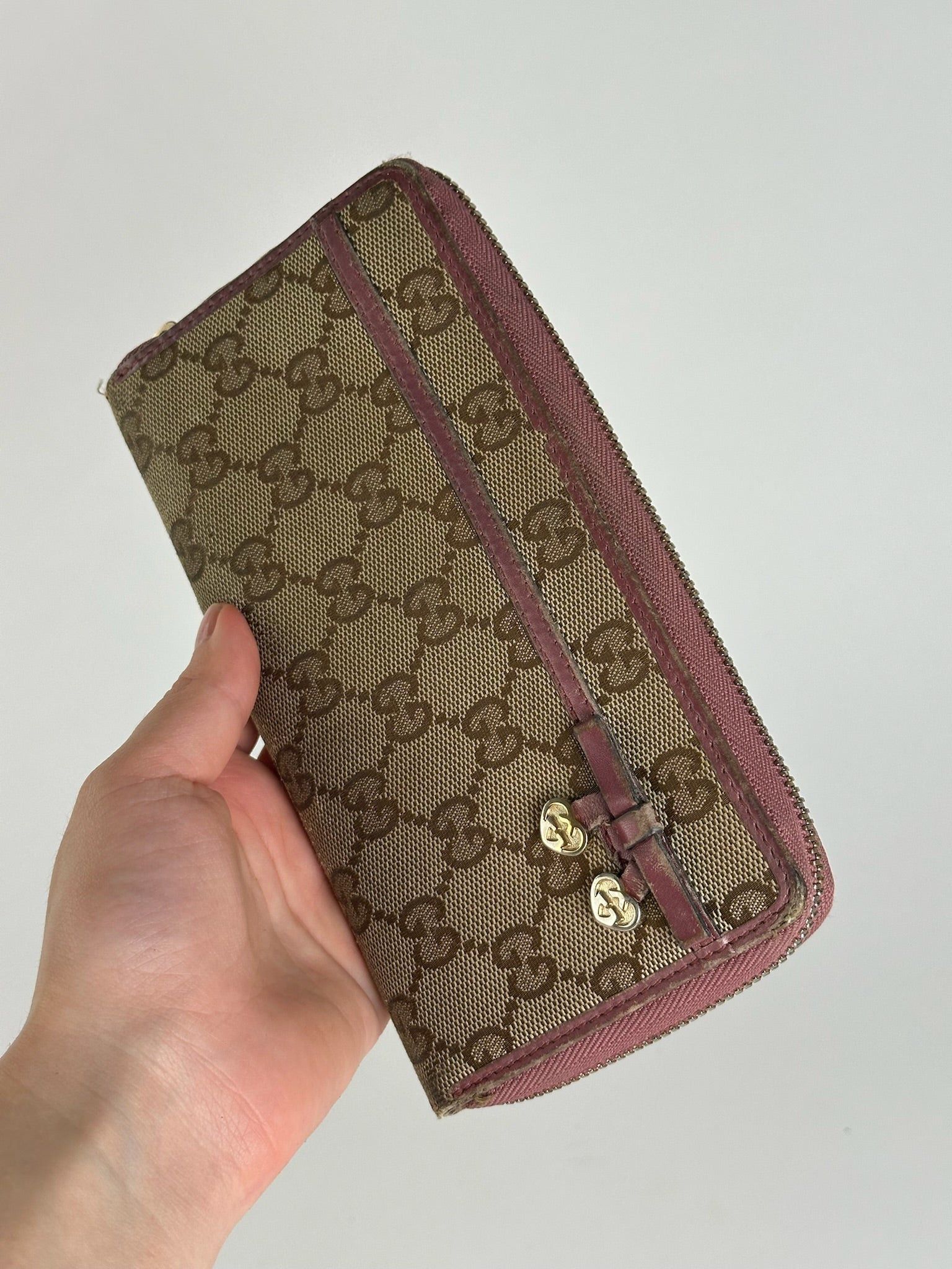 Gucci Vintage Monogram Wallet beige pink Size ONE SIZE - 9 Thumbnail