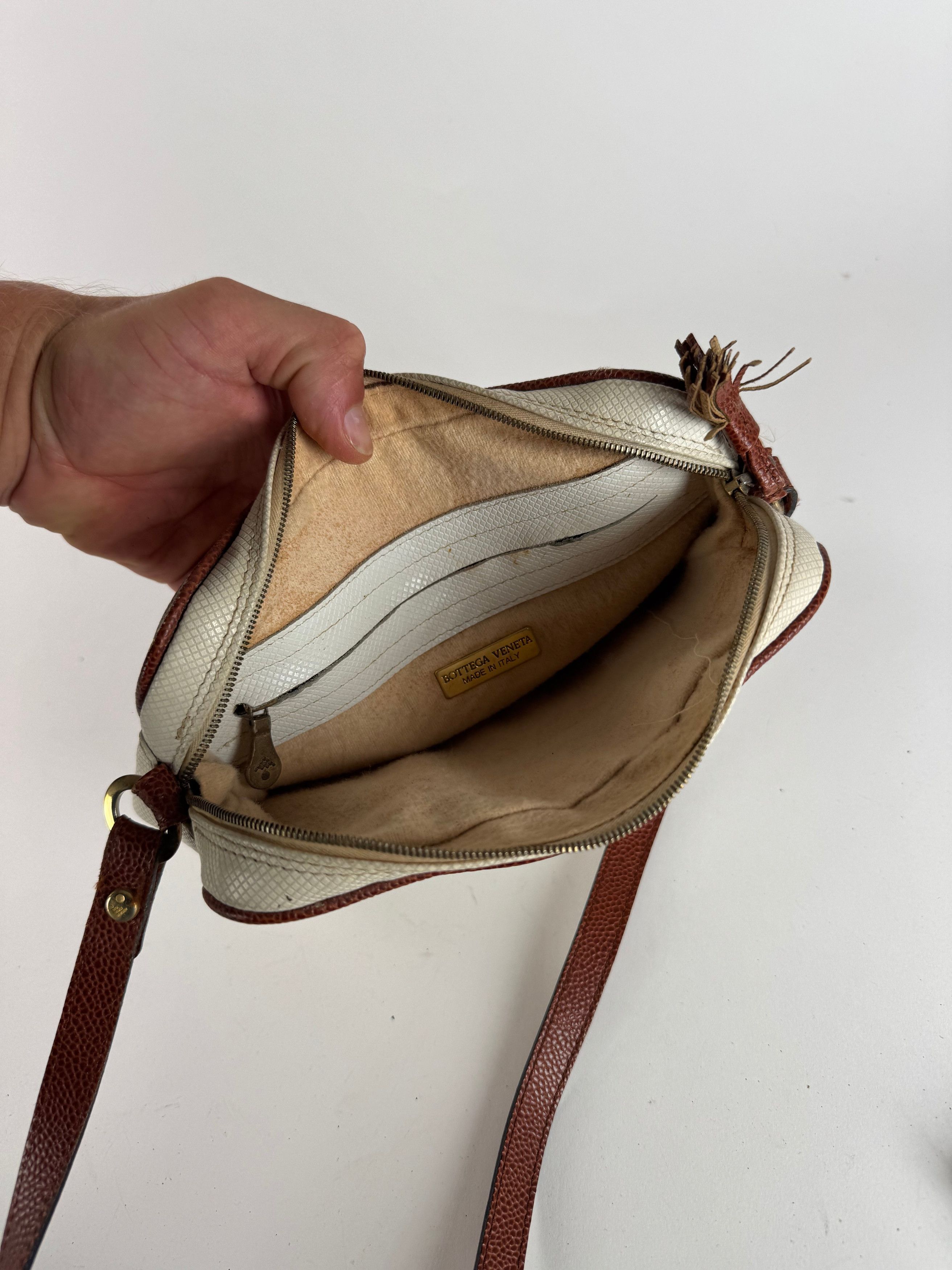 Bottega Veneta Vintage Leather Bag White brown Size ONE SIZE - 3 Thumbnail