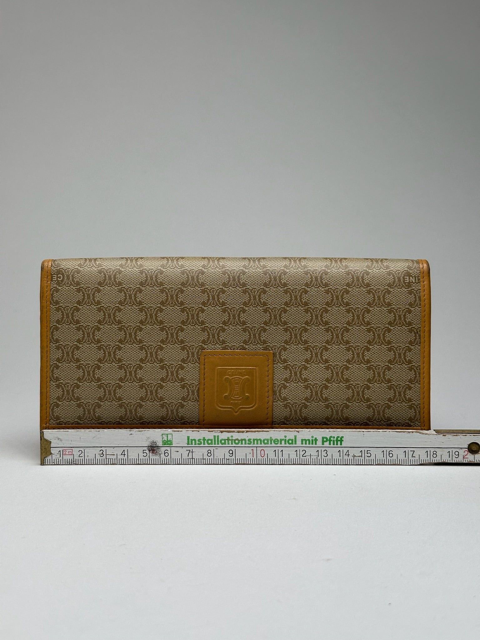 Celine Vintage Triomphe Monogramm Leather wallet beige Brown Size ONE SIZE - 8 Thumbnail