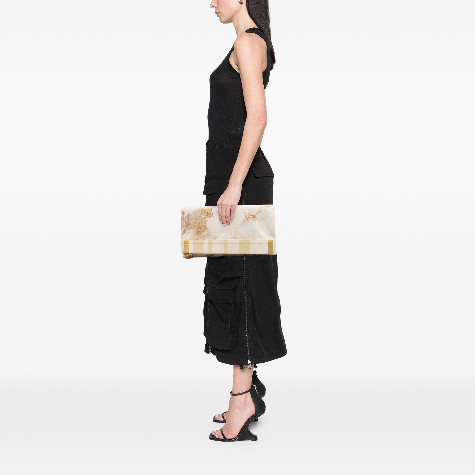 Chanel Chanel XL Printed Canvas and Striped Lambskin Foldover Clutch Size ONE SIZE - 12 Thumbnail