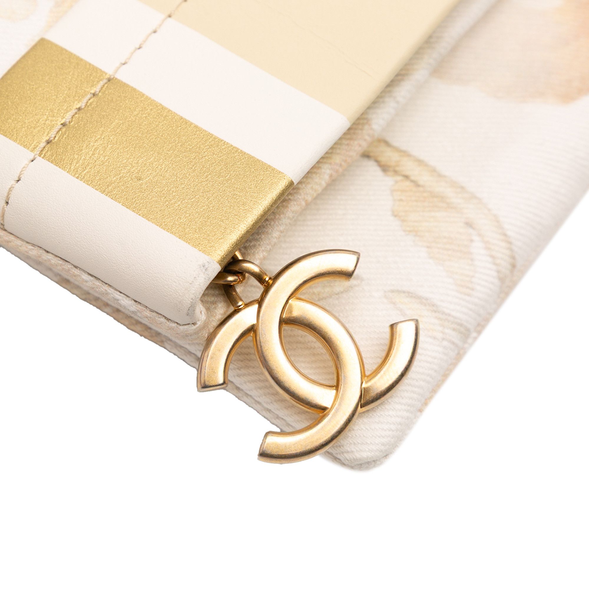 Chanel Chanel XL Printed Canvas and Striped Lambskin Foldover Clutch Size ONE SIZE - 11 Thumbnail