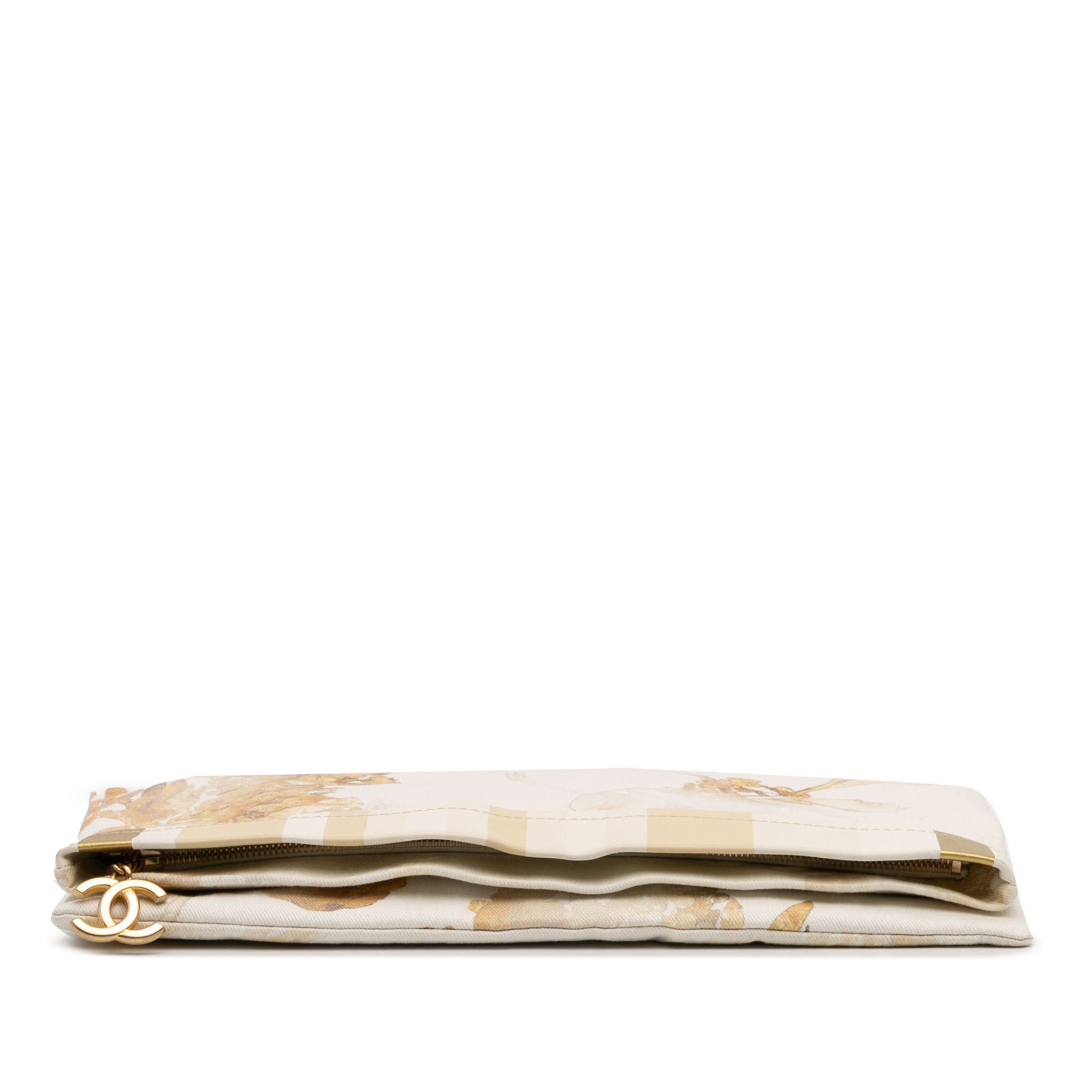 Chanel Chanel XL Printed Canvas and Striped Lambskin Foldover Clutch Size ONE SIZE - 3 Thumbnail