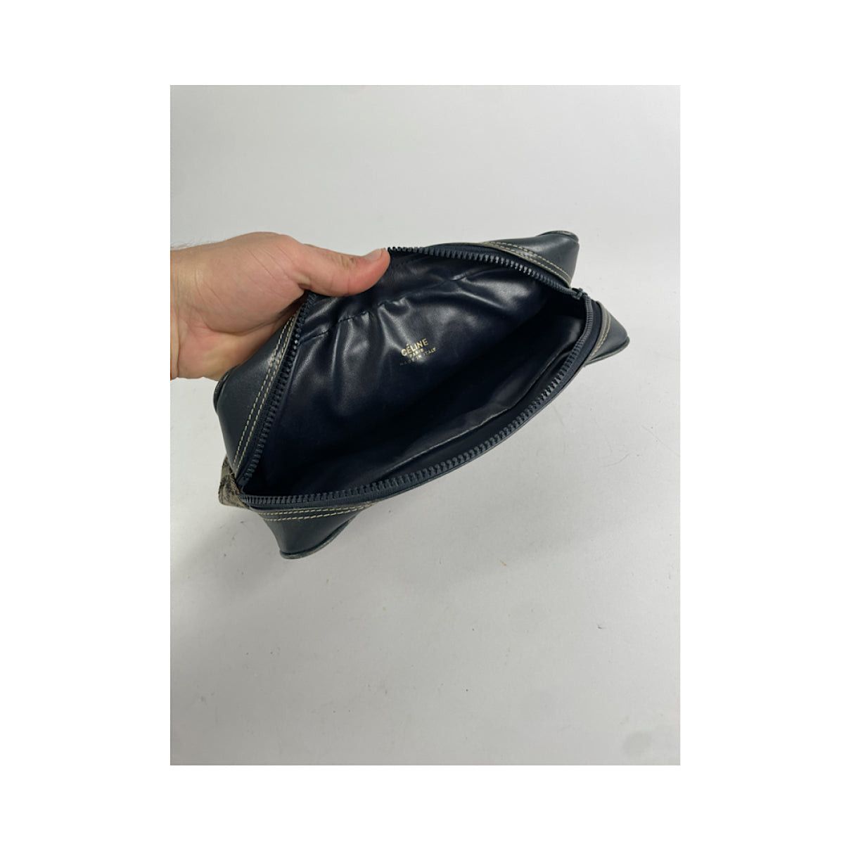 Triomphe Vintage Black Leather Clutch Bag