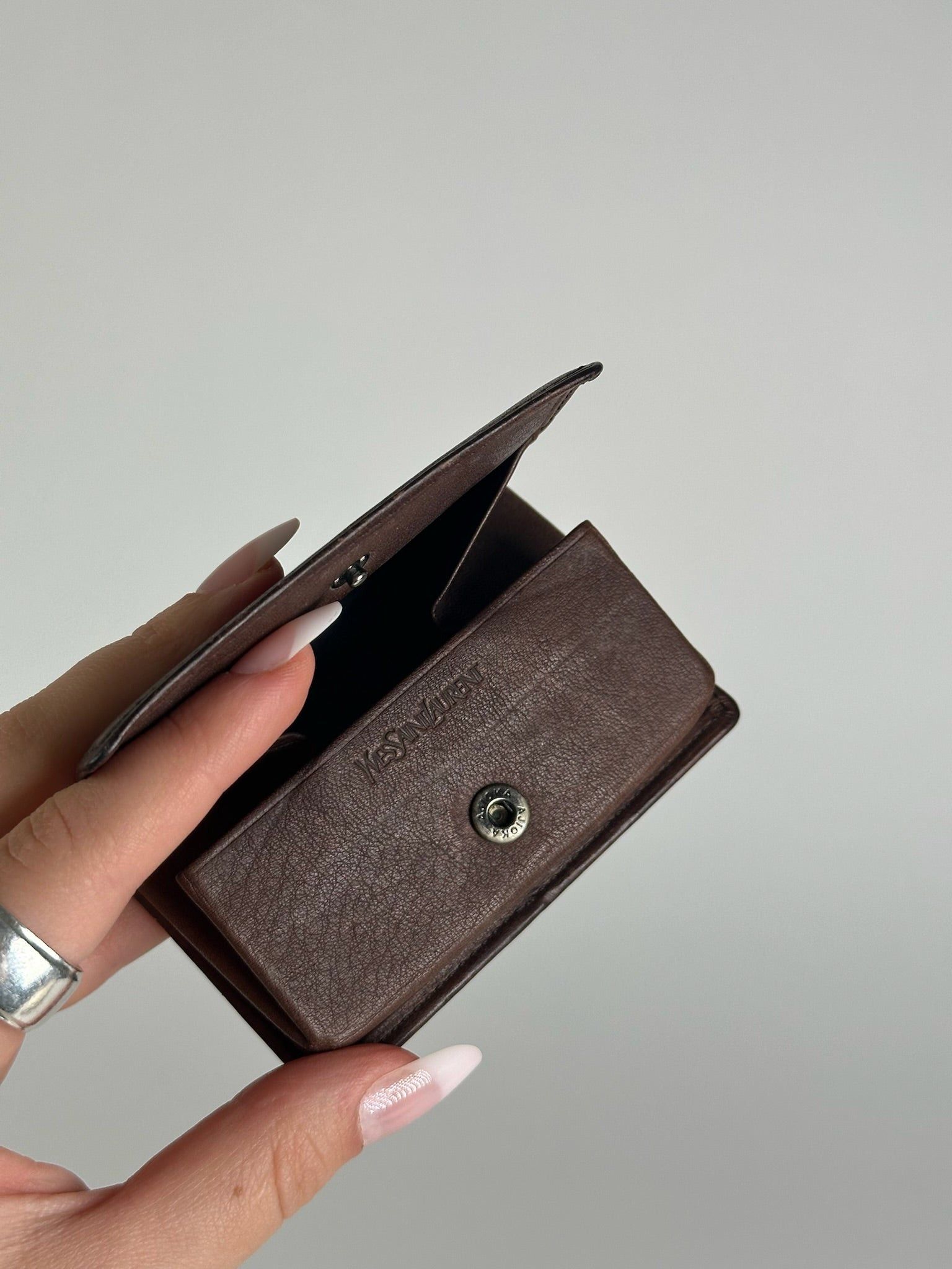 Other Vintage Yves Saint Laurent Leather Card Holder Brown Size ONE SIZE - 3 Thumbnail